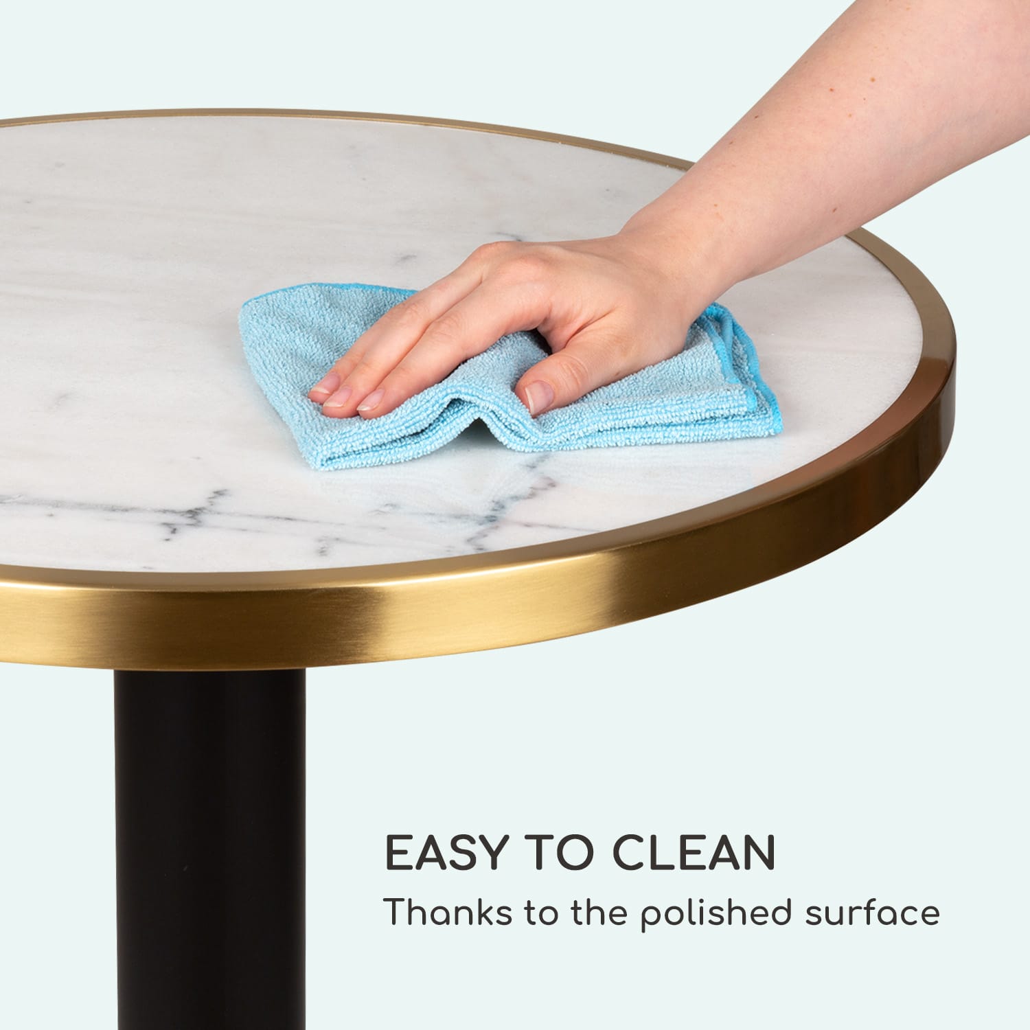 Patras Jewel, mramorový stôl, secesný štýl, Ø: 57,5 cm, výška: 75 cm, liatinový stojan Čierna / biely mramor