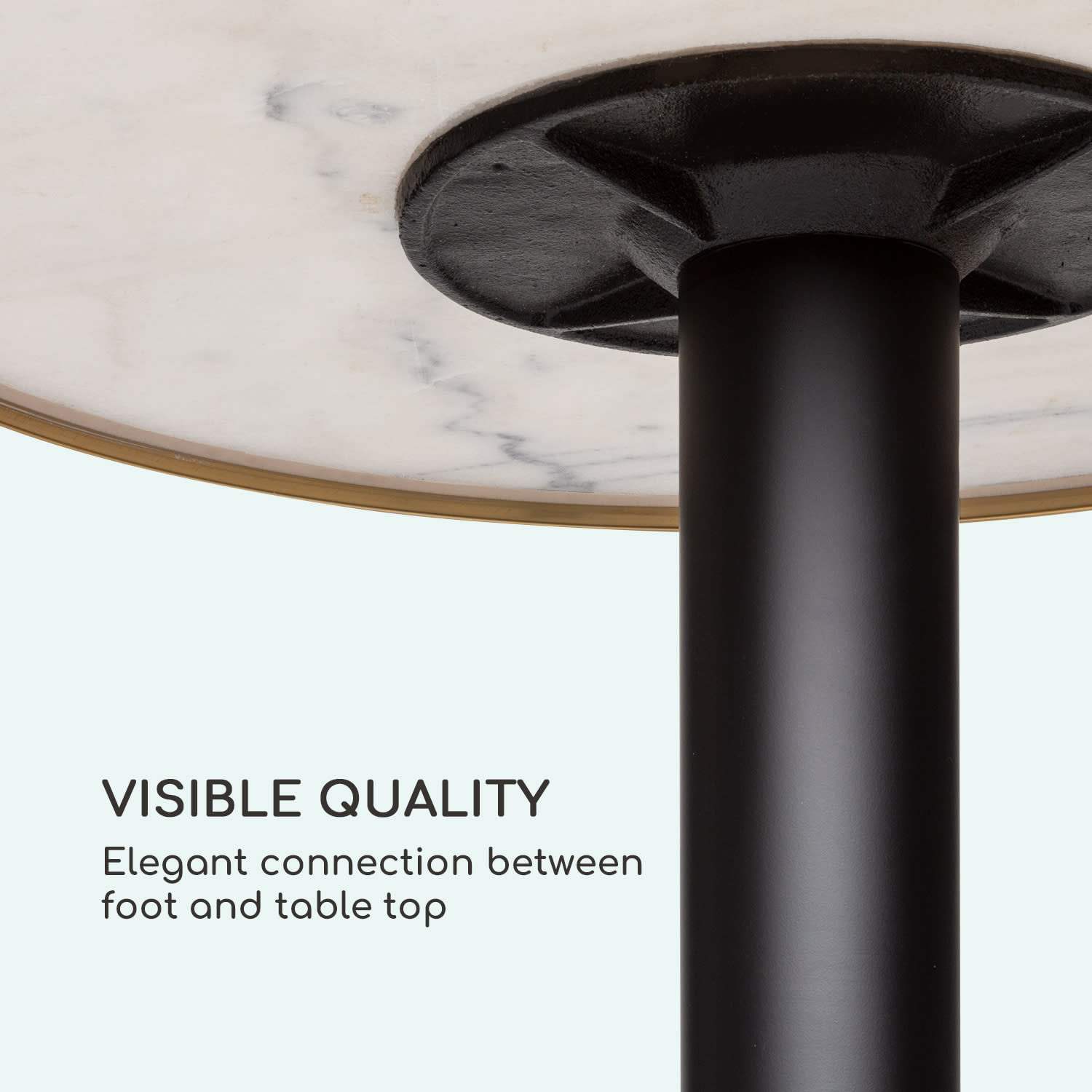 Patras Jewel, mramorový stôl, secesný štýl, Ø: 57,5 cm, výška: 75 cm, liatinový stojan Čierna / biely mramor