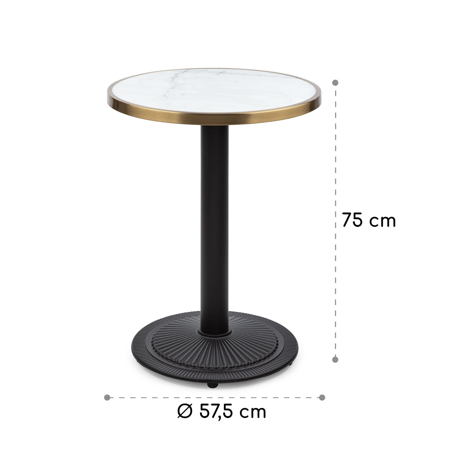 Patras Jewel Marmor-Tisch Jugendstil Ø: 57,5 cm H: 75 cm Gusseiserner Standfuß Schwarz / Weißer Marmor