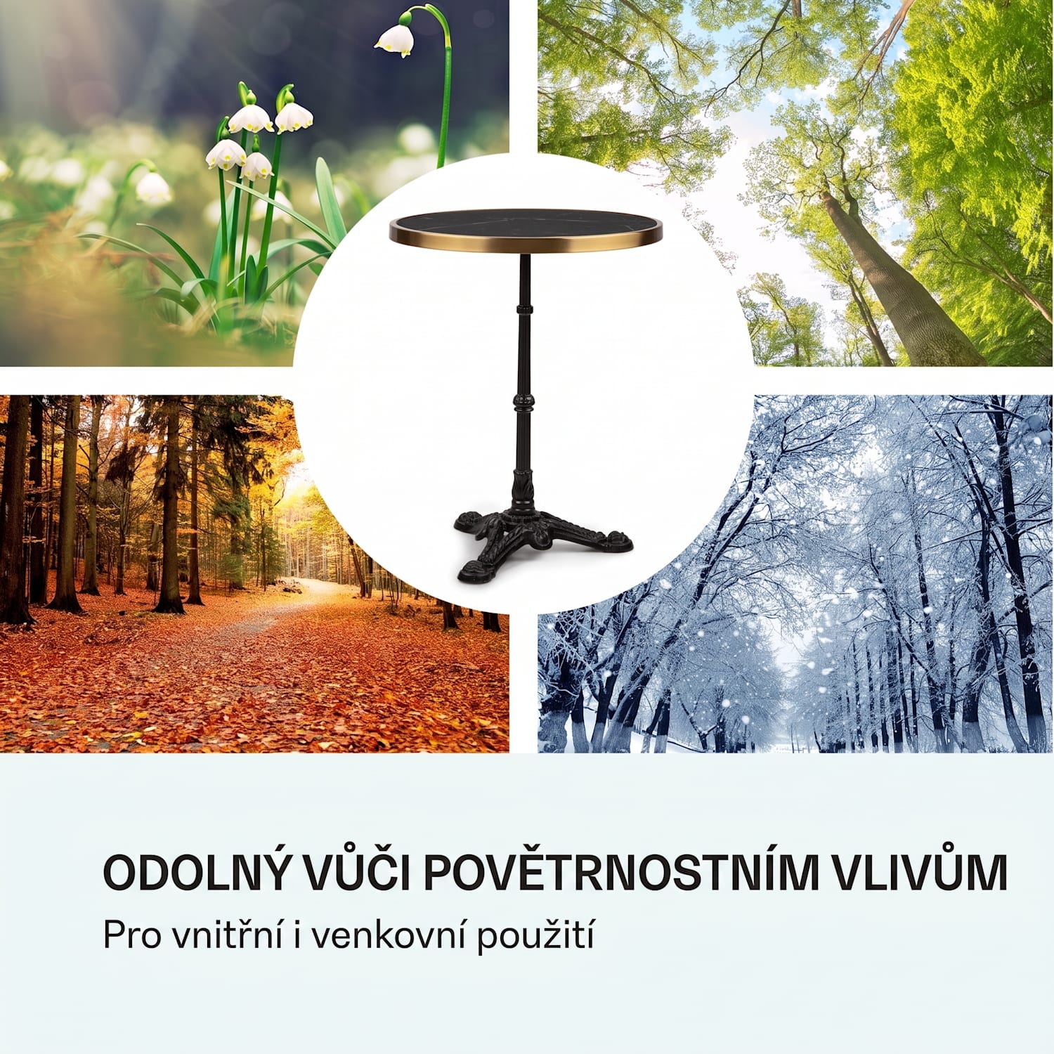 Patras Lux, bistro stolek,trojnožka, mramor, v:72cm, Ø 57,5cm Černá / Černý mramor