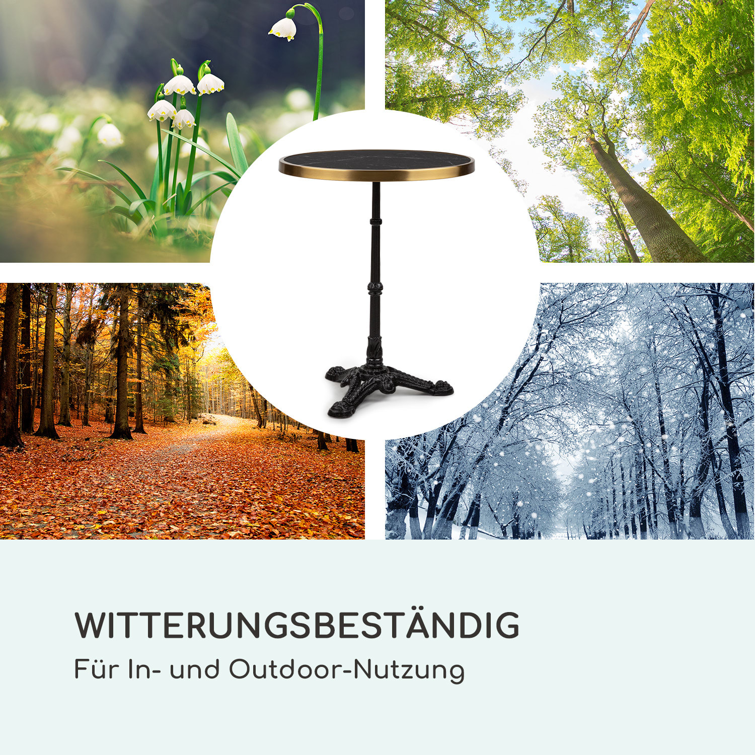 Patras Lux Bistro-Tisch mit Dreifuß Marmortisch Ø: 57,5 cm Höhe: 72 cm Schwarz / Schwarzer Marmor