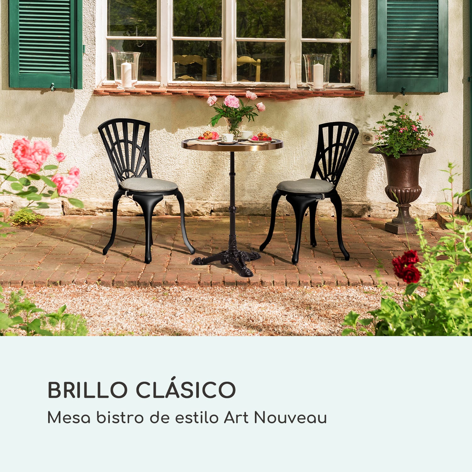 Patras Lux Mesa de bistró Trípode Mesa de mármol Ø: 57,5 cm Alto: 72 cm Negro / Mármol Negro