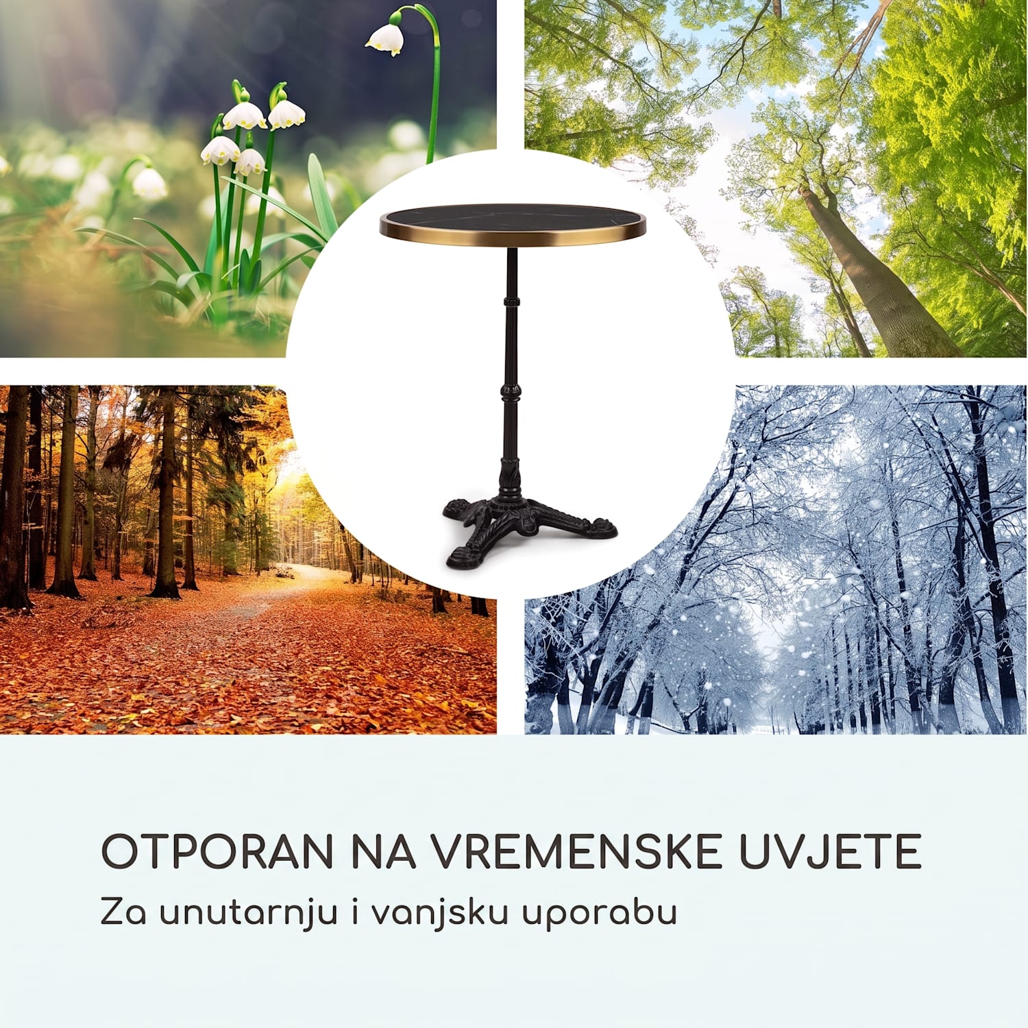 Patras Lux, bistro stol s podnožjem s tri noge, mramorni stol, Ø: 57,5 ​​cm, visina: 72 cm Crna / crni mramor