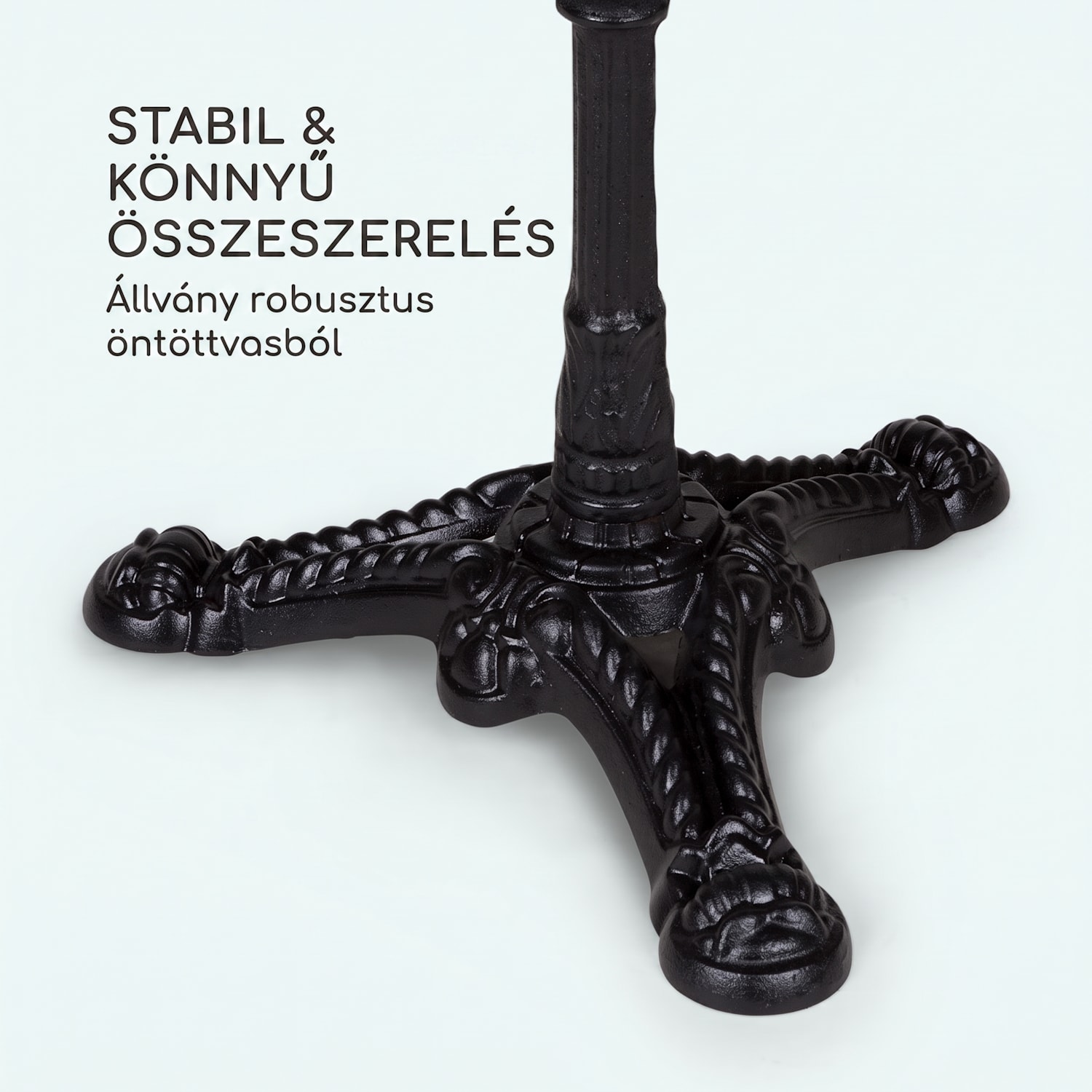 Patras Lux, bisztró asztal háromlábú talapzattal, márvány asztal, Ø: 57,5 cm, magasság: 72 cm Fekete / Fekete márvány