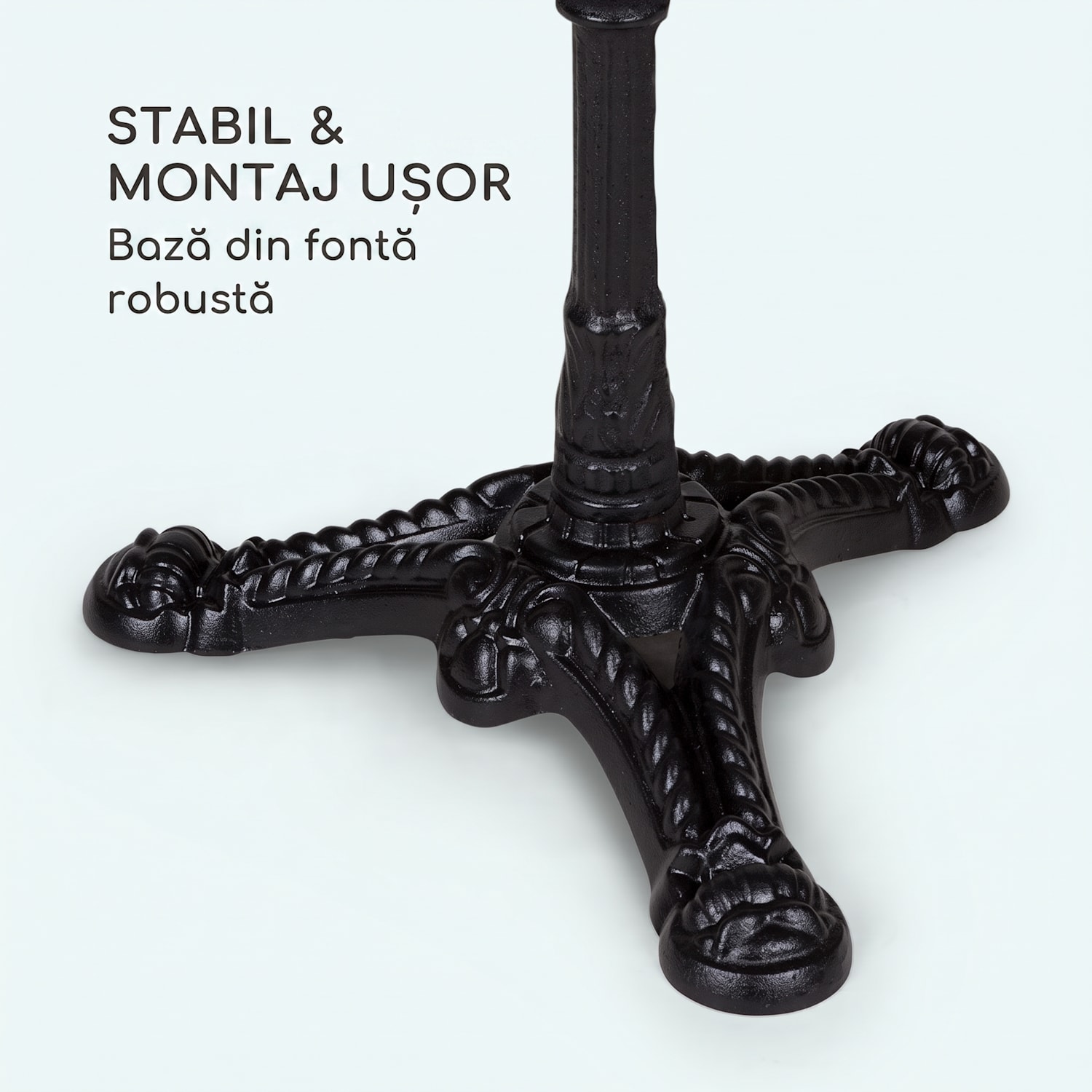 Patras Lux, masă bistro cu bază cu trei picioare, masă din marmură, Ø: 57,5 ​​cm, înălțime: 72 cm Negru / Marmură neagră