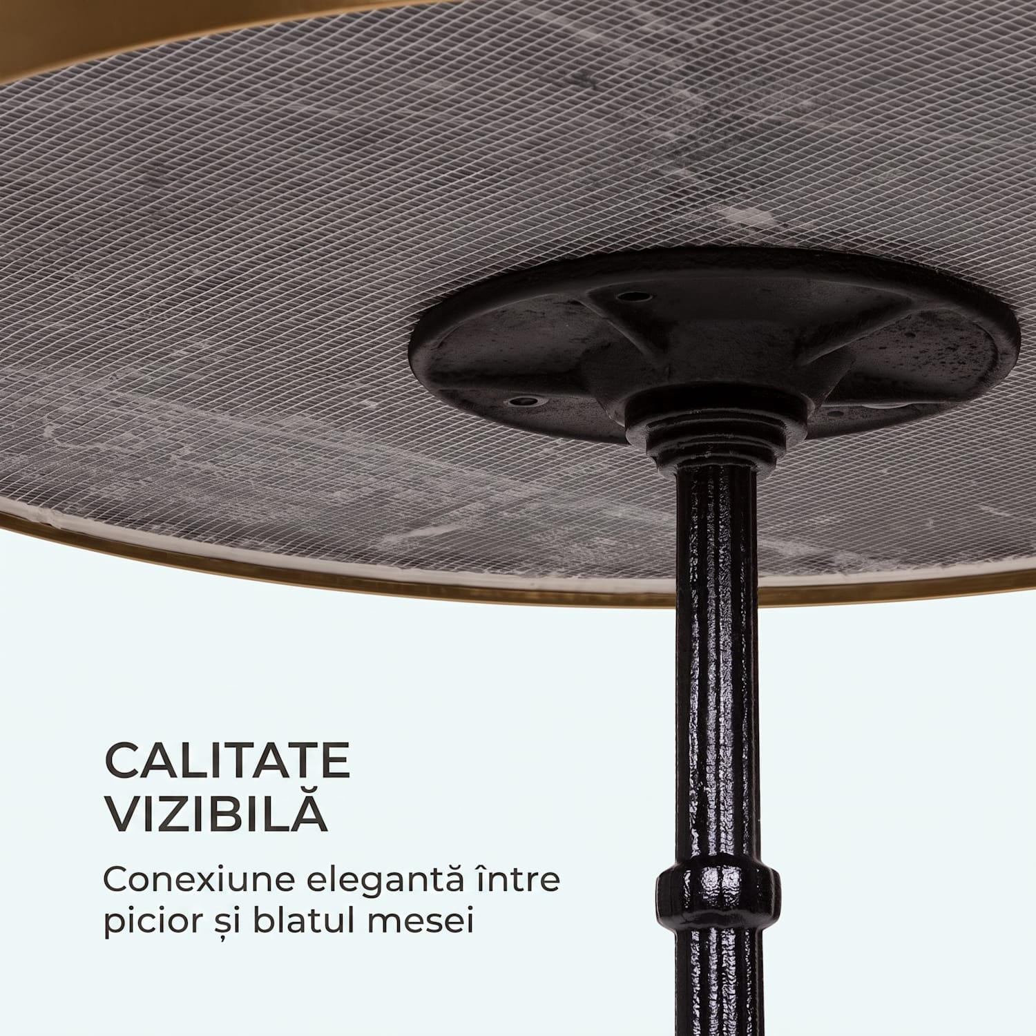 Patras Lux, masă bistro cu bază cu trei picioare, masă din marmură, Ø: 57,5 ​​cm, înălțime: 72 cm Negru / Marmură neagră