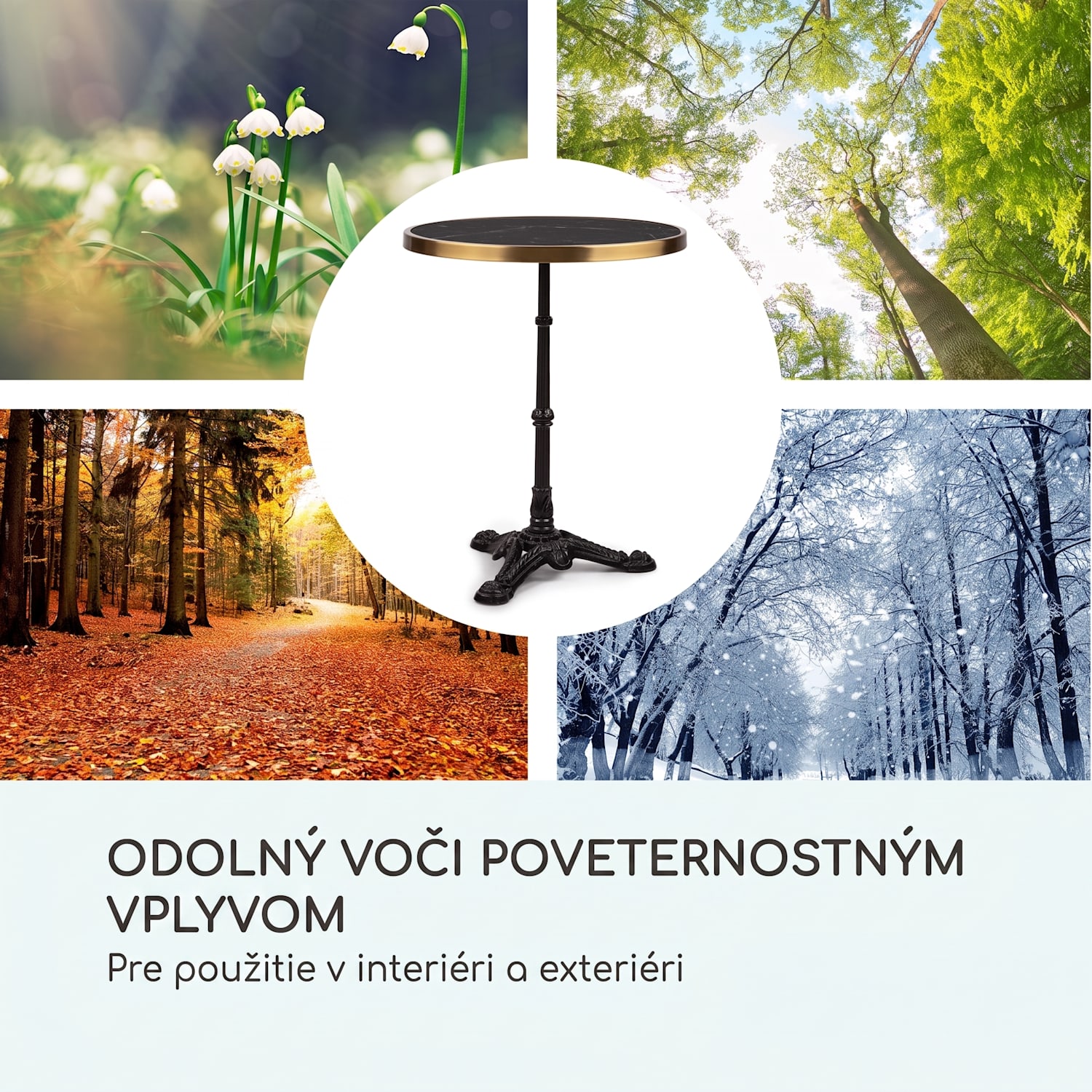 Patras Lux, bistro stôl s trojnohým podstavcom, mramorový stôl, Ø: 57,5 cm, výška: 72 cm Čierna / čierny mramor