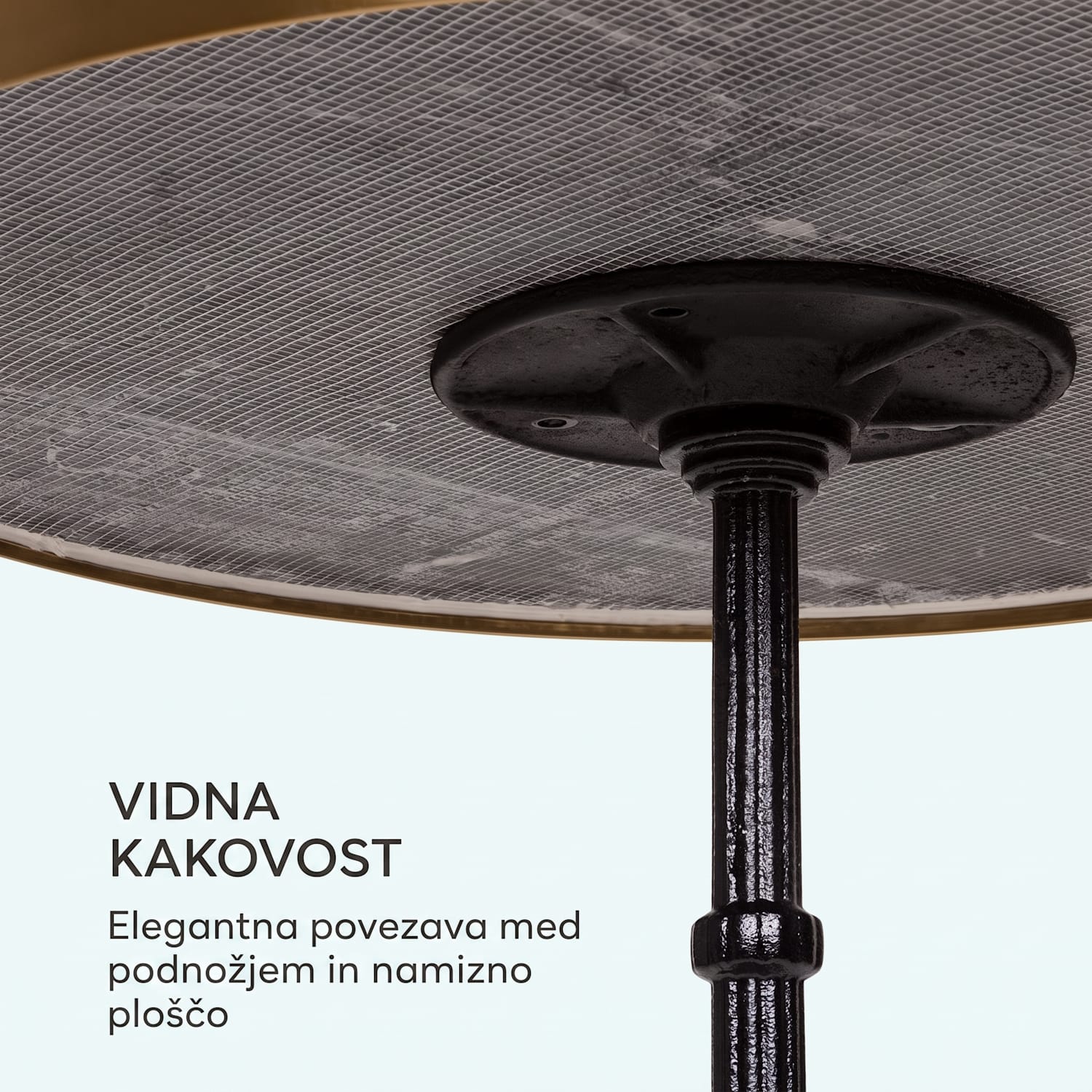 Patras Lux, bistro miza s podnožjem na treh nogah, marmornata miza, Ø: 57,5 cm, višina: 72 cm Črna / Črni marmor