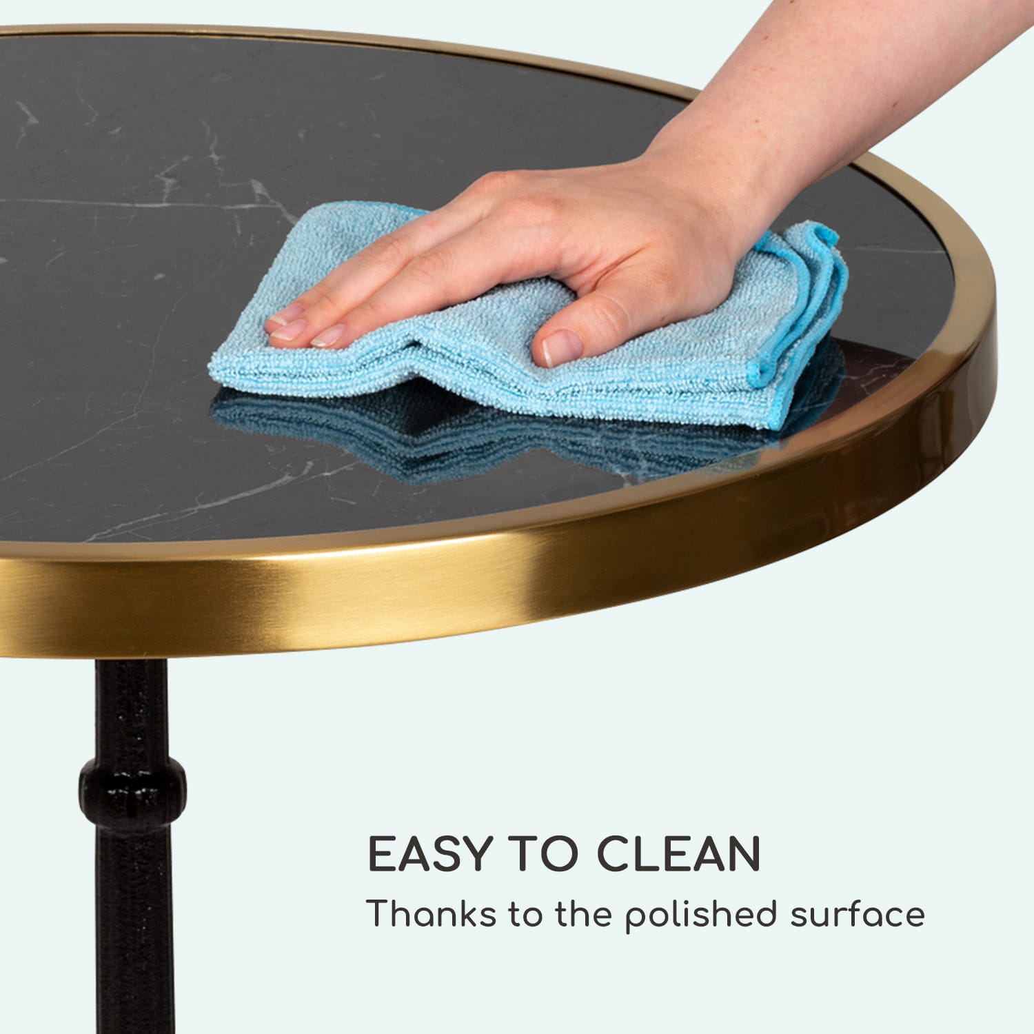 Patras Lux, bistro stol s podnožjem s tri noge, mramorni stol, Ø: 57,5 ​​cm, visina: 72 cm Crna / crni mramor