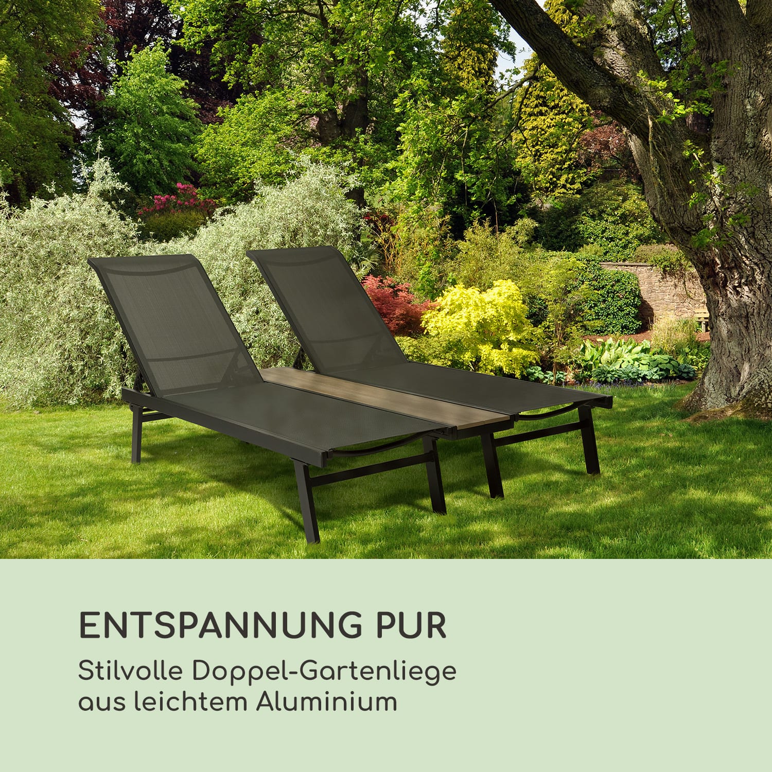 Pompei Sonnenliege Lounger 2 Pers. Aluminium Abstellfläche 