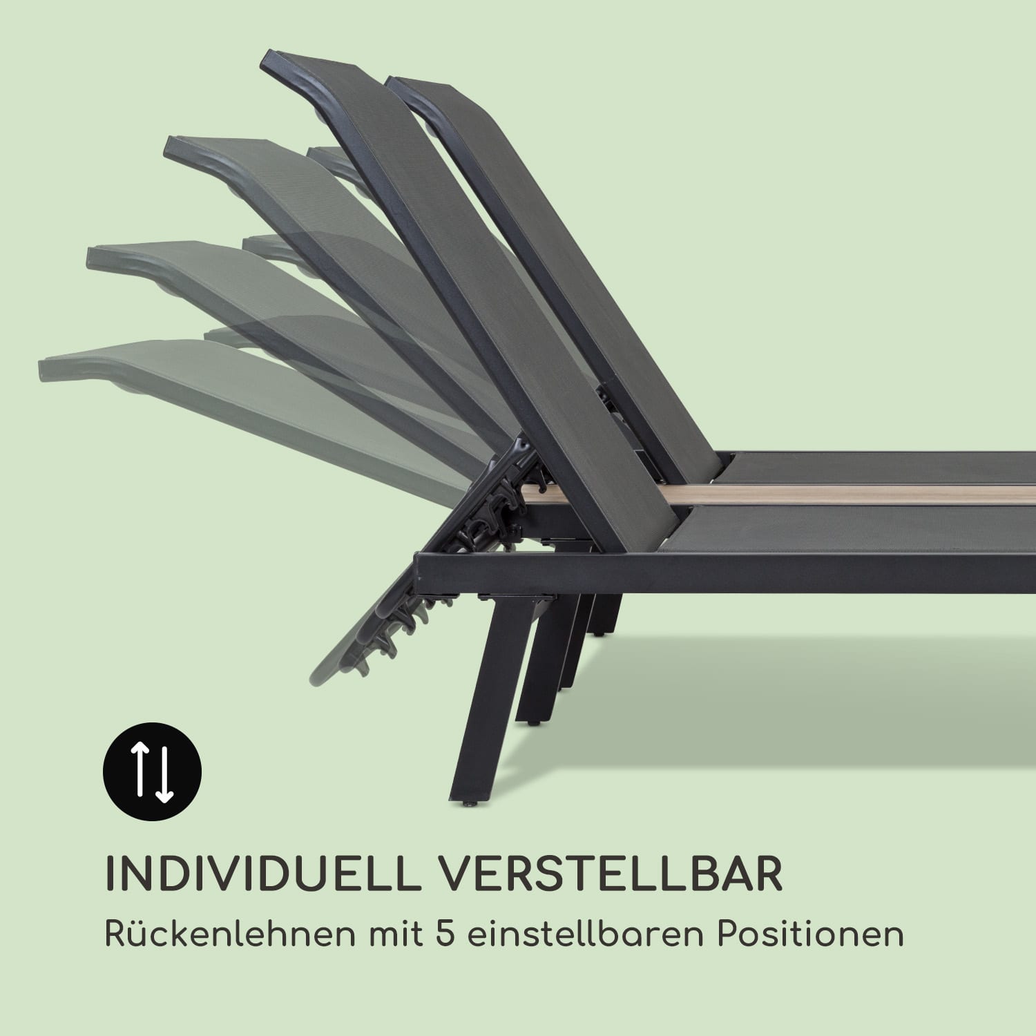 Pompei Sonnenliege Lounger 2 Pers. Aluminium Abstellfläche 