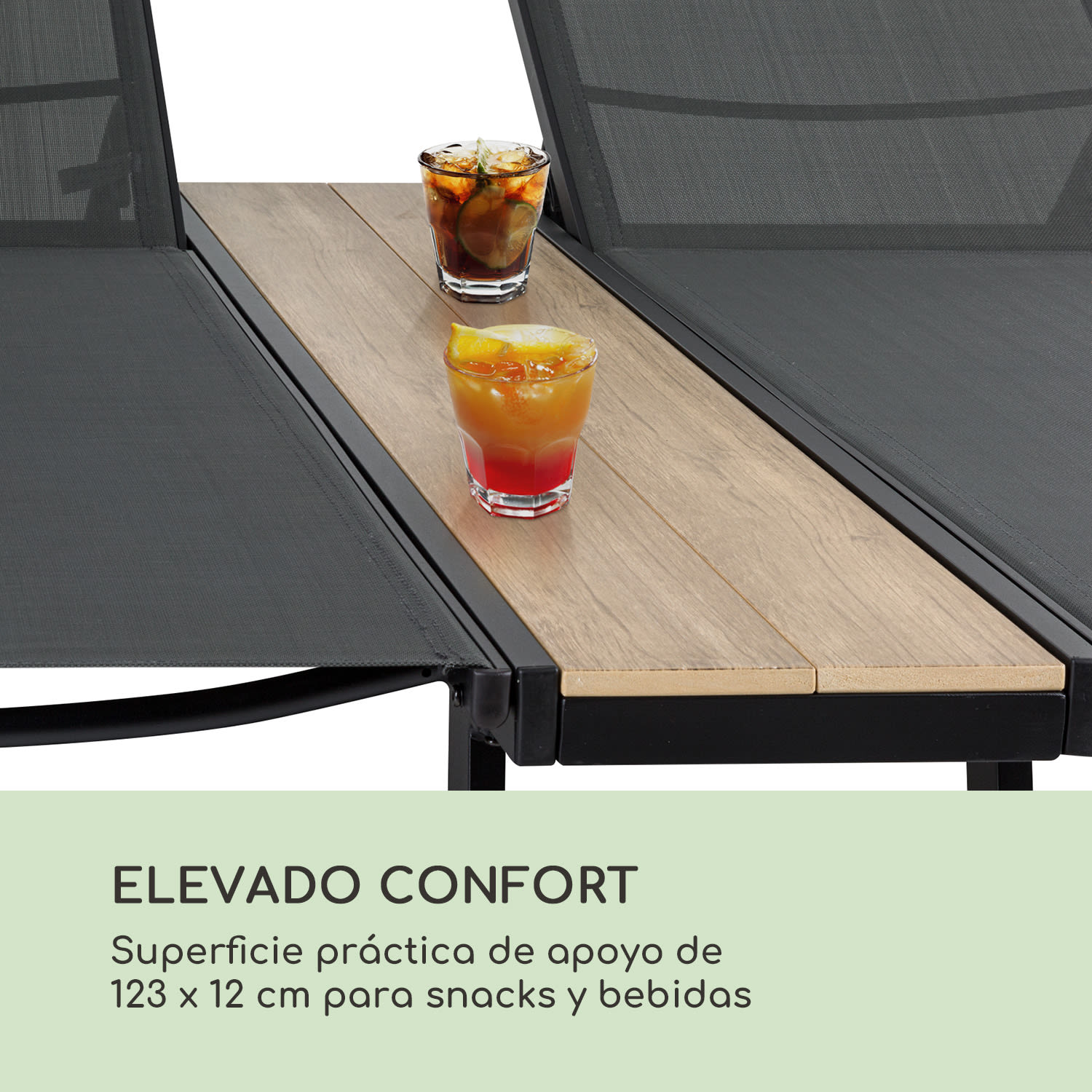 Tumbona Pompei 2 pers. Superficie de almacenamiento de aluminio 