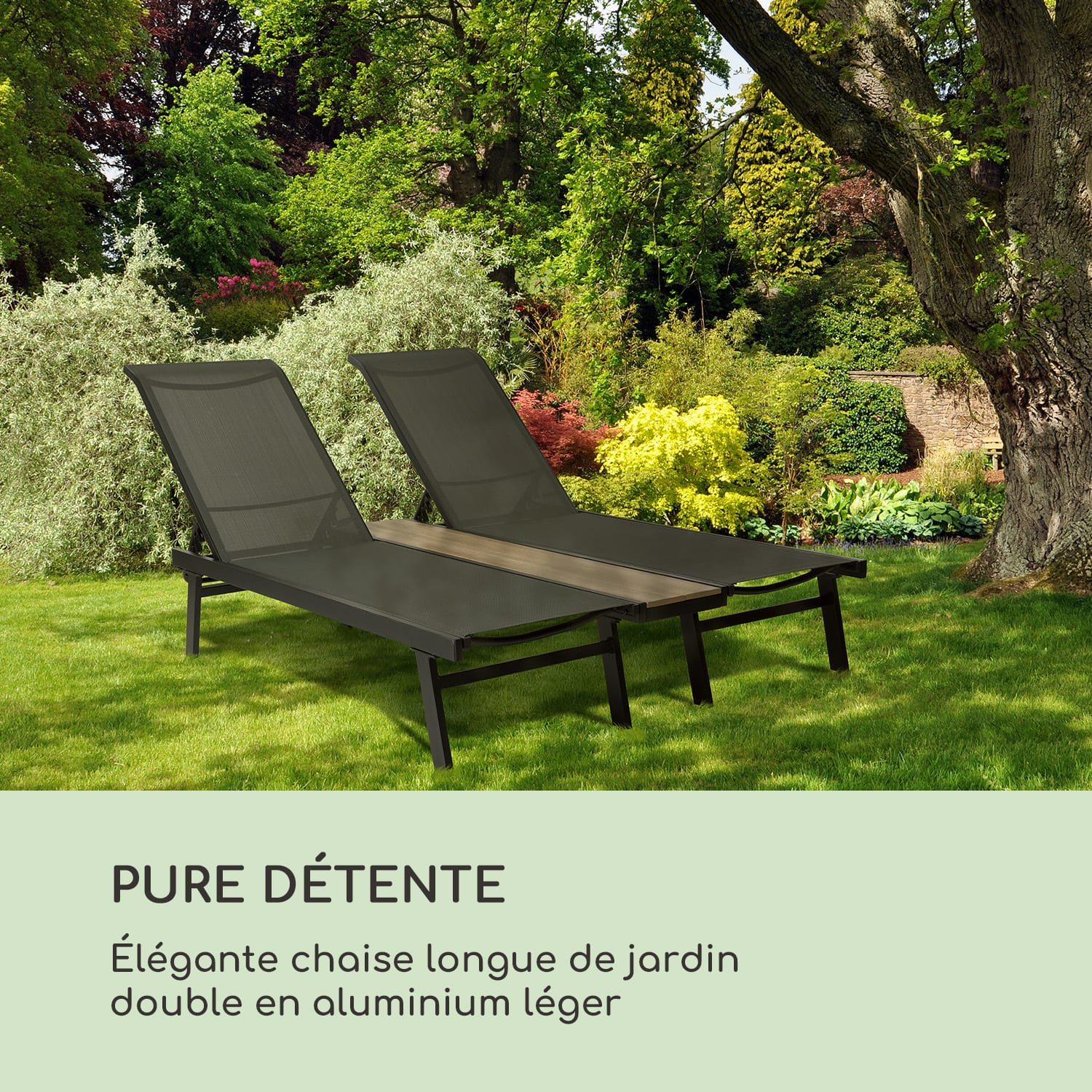 Chaise longue lounger Pompei pour 2 pers. Surface de rangement en aluminium