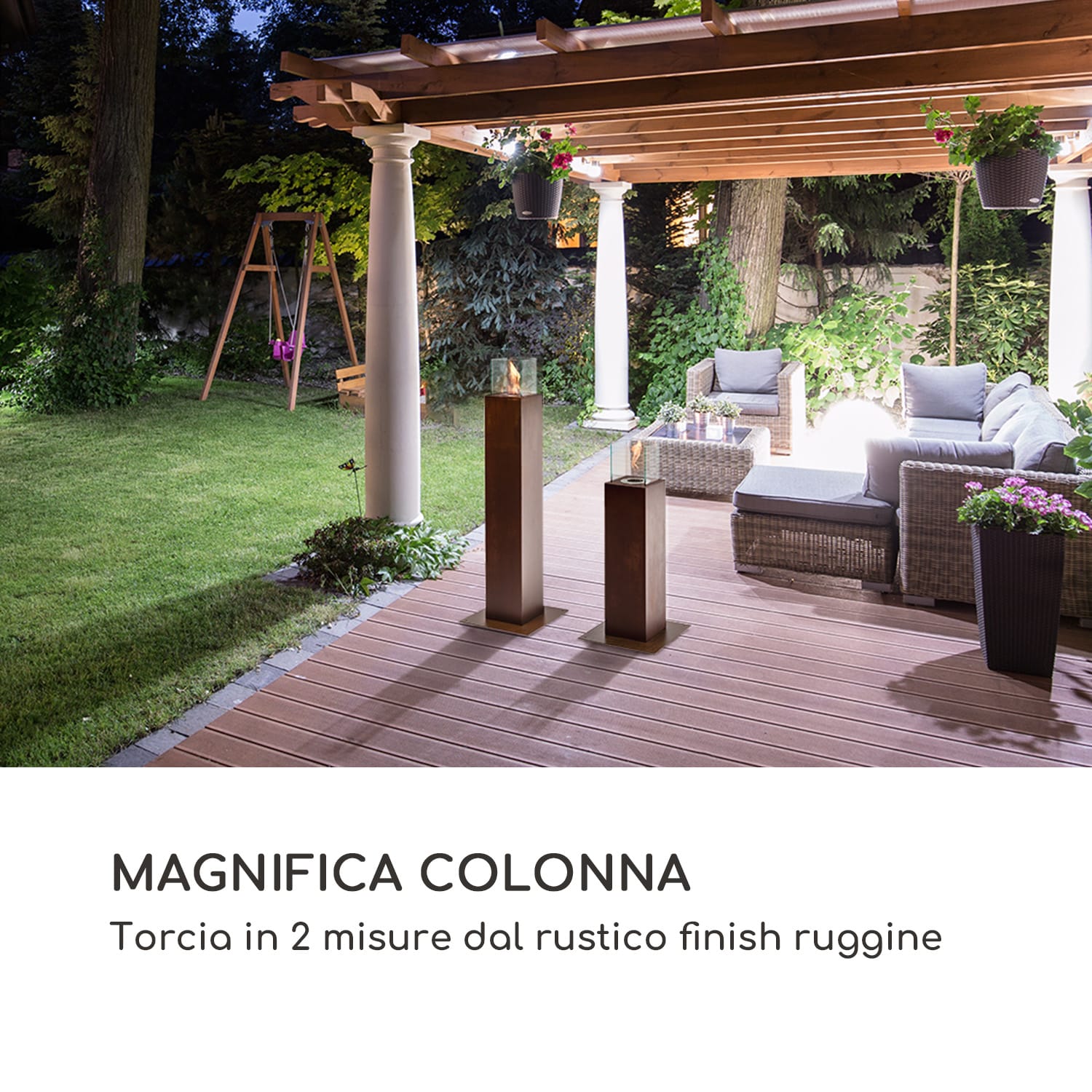 Arizona Rust Large, Braciere a colonna, 0,6 L, incl. copertura in tessuto L