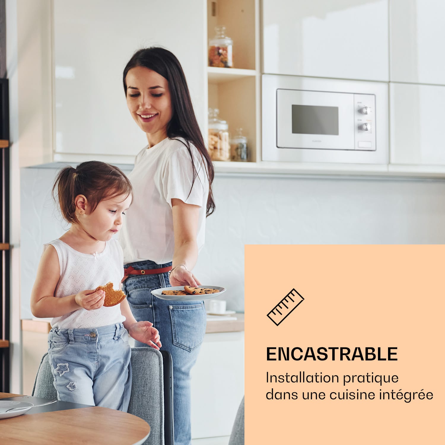 Luminance Micro-ondes encastrable 20L 800W Décongélation encastrable 5 vitesses Plateau Ø 24,5cm 