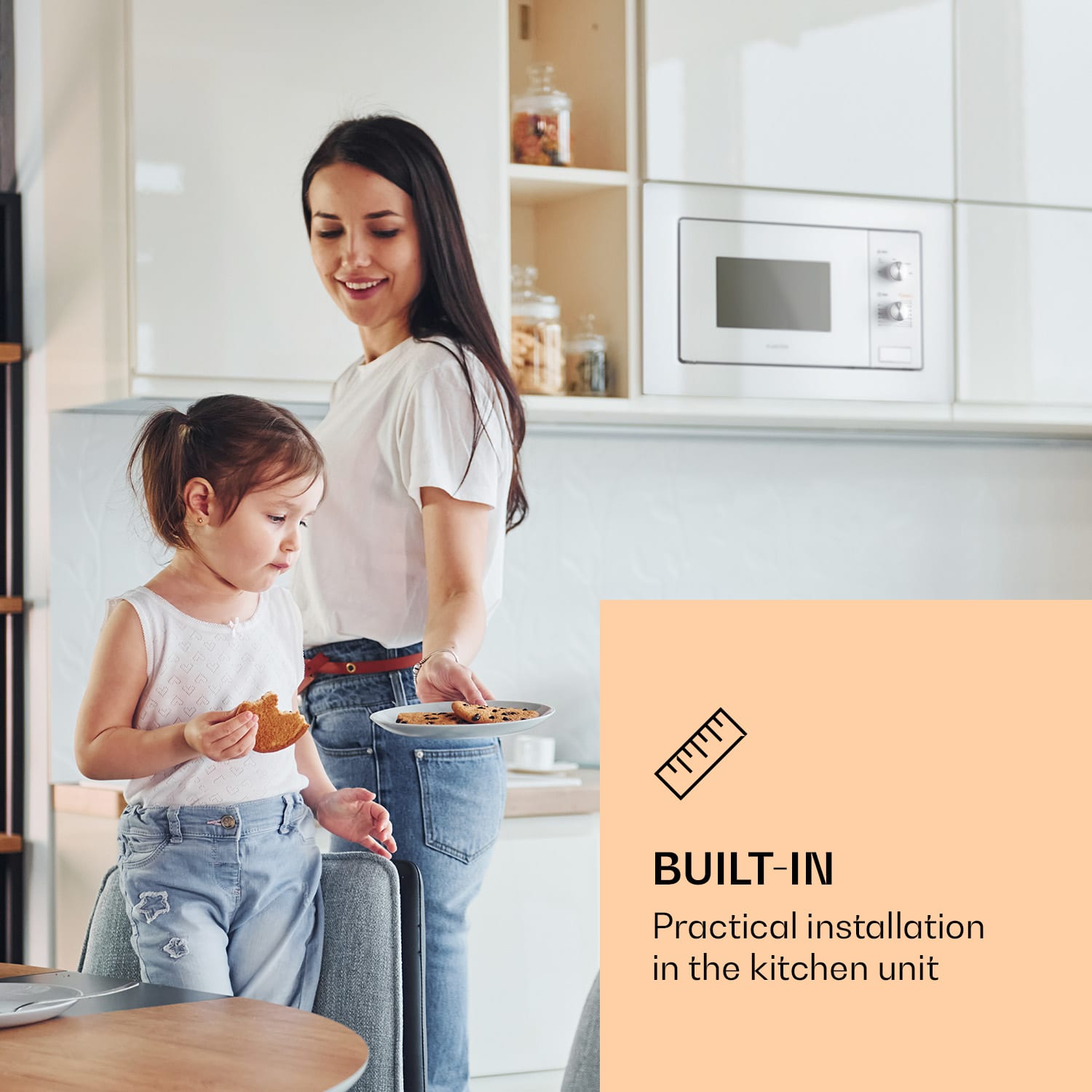 Luminance Inbouwmagnetron 20Ltr 800W Ontdooiing Inbouw 5 stappen Ø24,5cm Plaat 