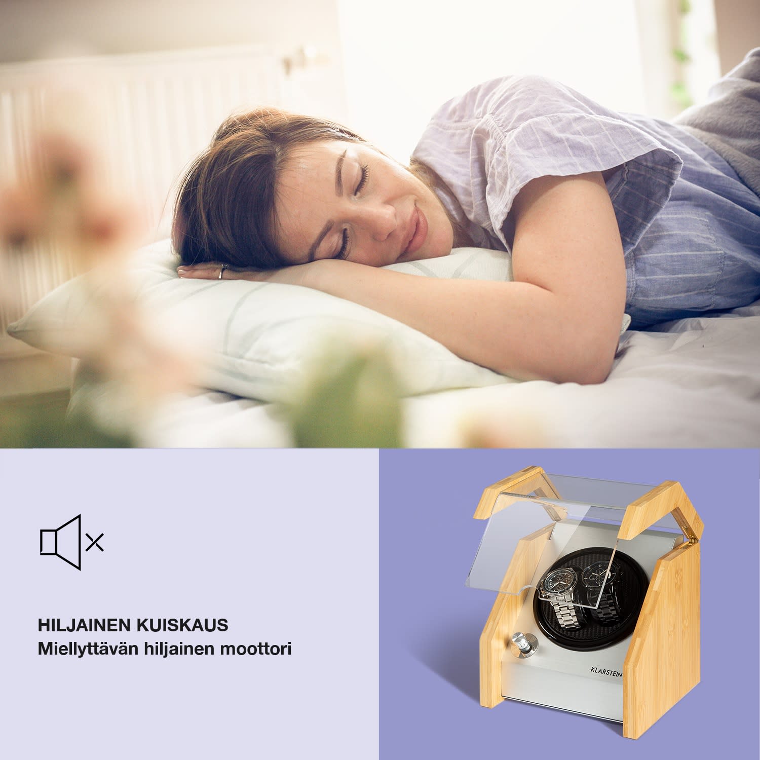 Garonne 2 kellonpyöritin, 1 pyörimisalusta, 2 kellolle, 3 nopeutta, 4 käyttötilaa, bambua 2 kelloa