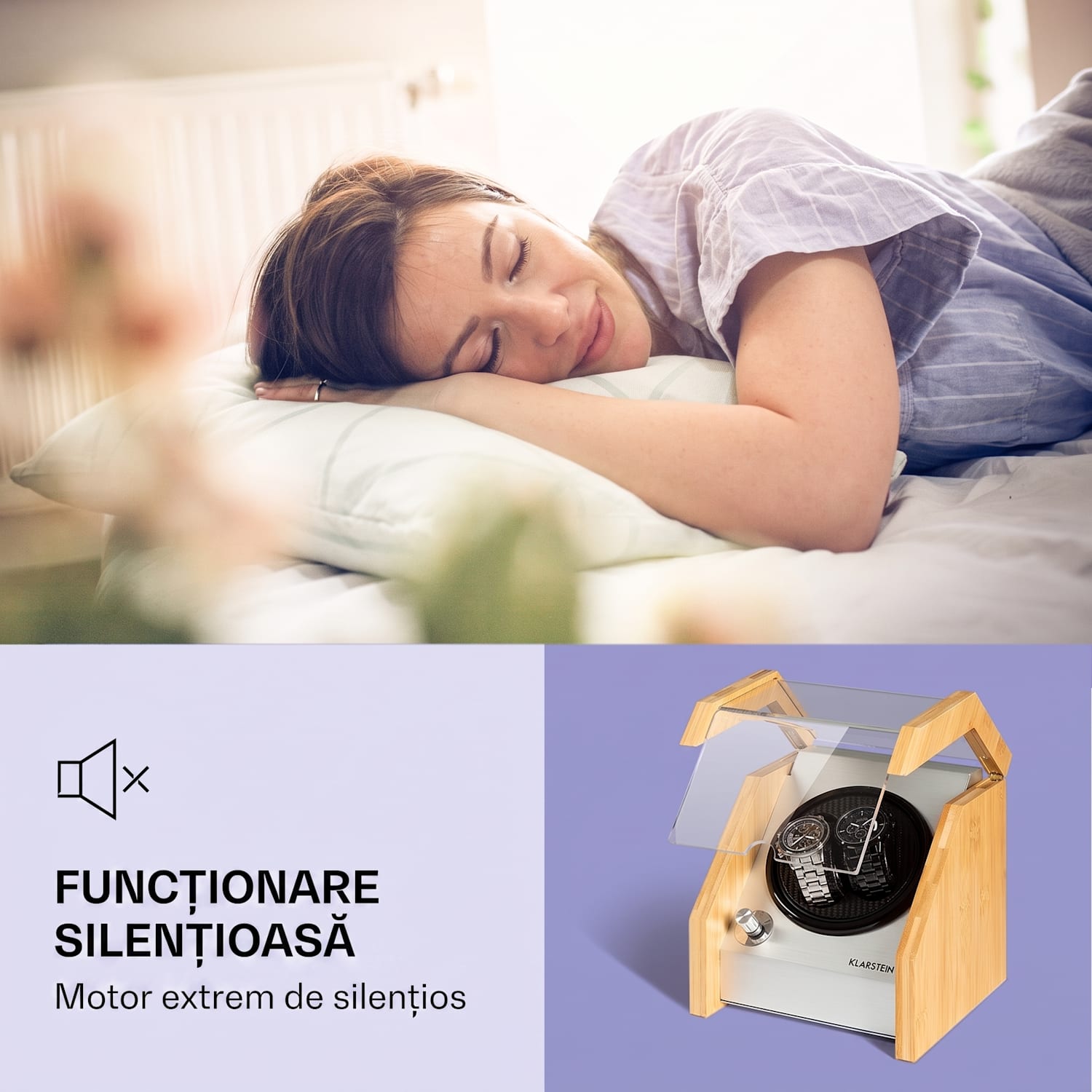 Garonne 2, cutie pentru întors ceasuri, 1 placă rotativă, 2 ceasuri, 3 viteze, 4 moduri, bambus 2 watches