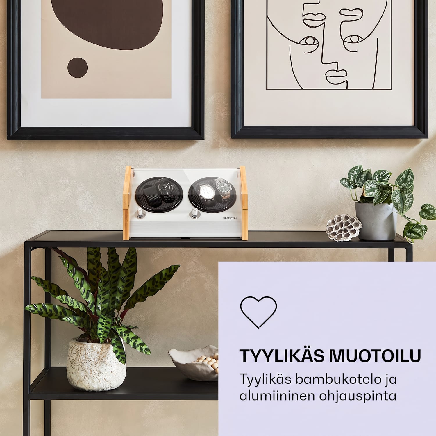 Garonne 4 kellonpyöritin, 2 pyörimisalustaa, 4 kellolle, 3 nopeutta, 4 käyttötilaa, bambua 4 kelloa
