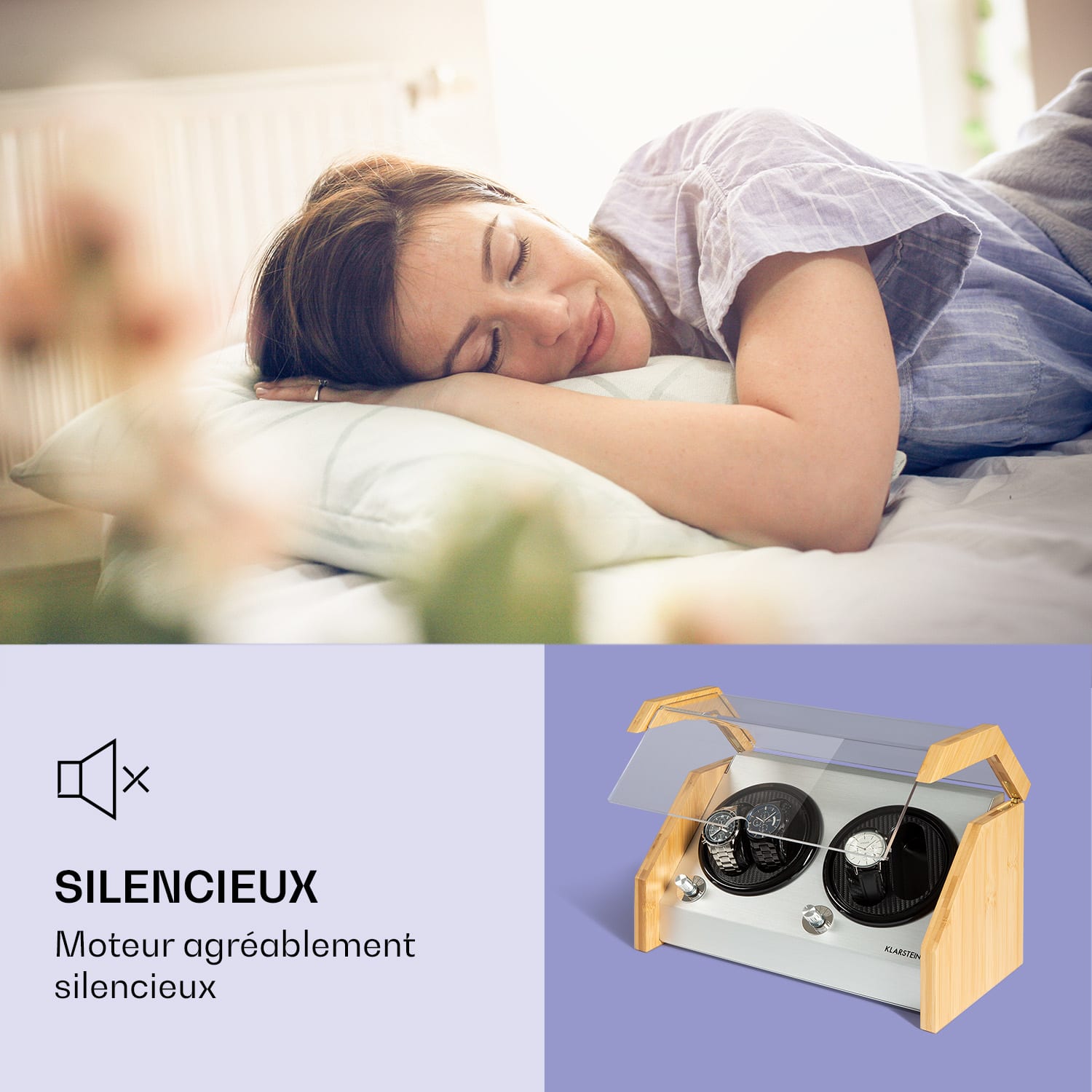 Garonne 4 horlogebeweger 2 draaischijven 4 horloges 3 snelheden 4 modi bamboe 4 horloges