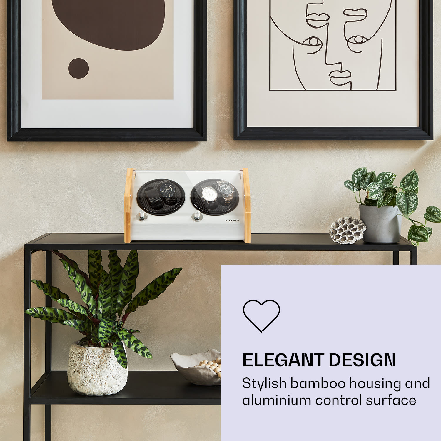 Garonne 4 kellonpyöritin, 2 pyörimisalustaa, 4 kellolle, 3 nopeutta, 4 käyttötilaa, bambua 4 kelloa