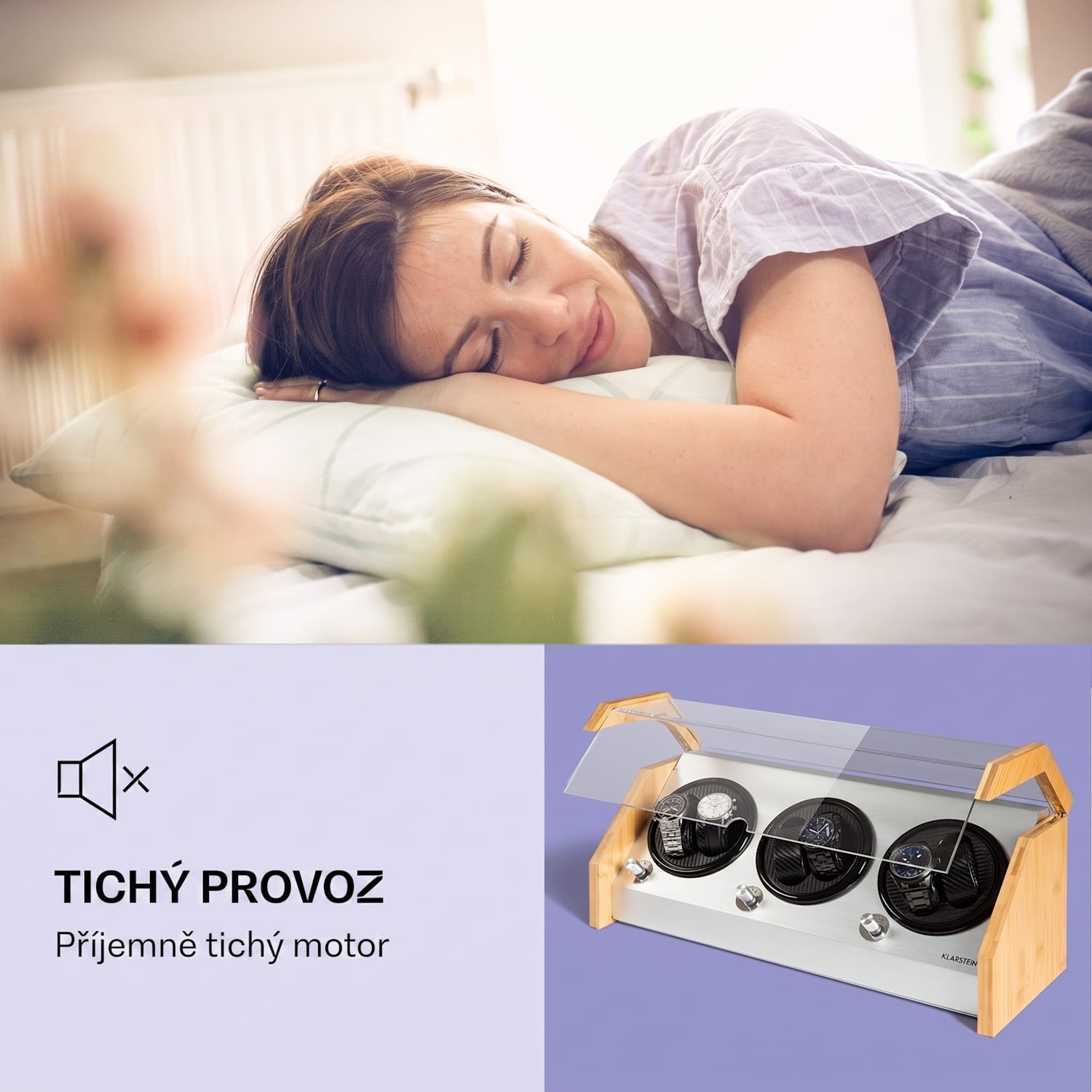 Garonne 6, natahovač hodinek, 3 otočné talíře, pro 6 hodinek, 3 rychlosti, 4 režimy, bambus 6 hodinek