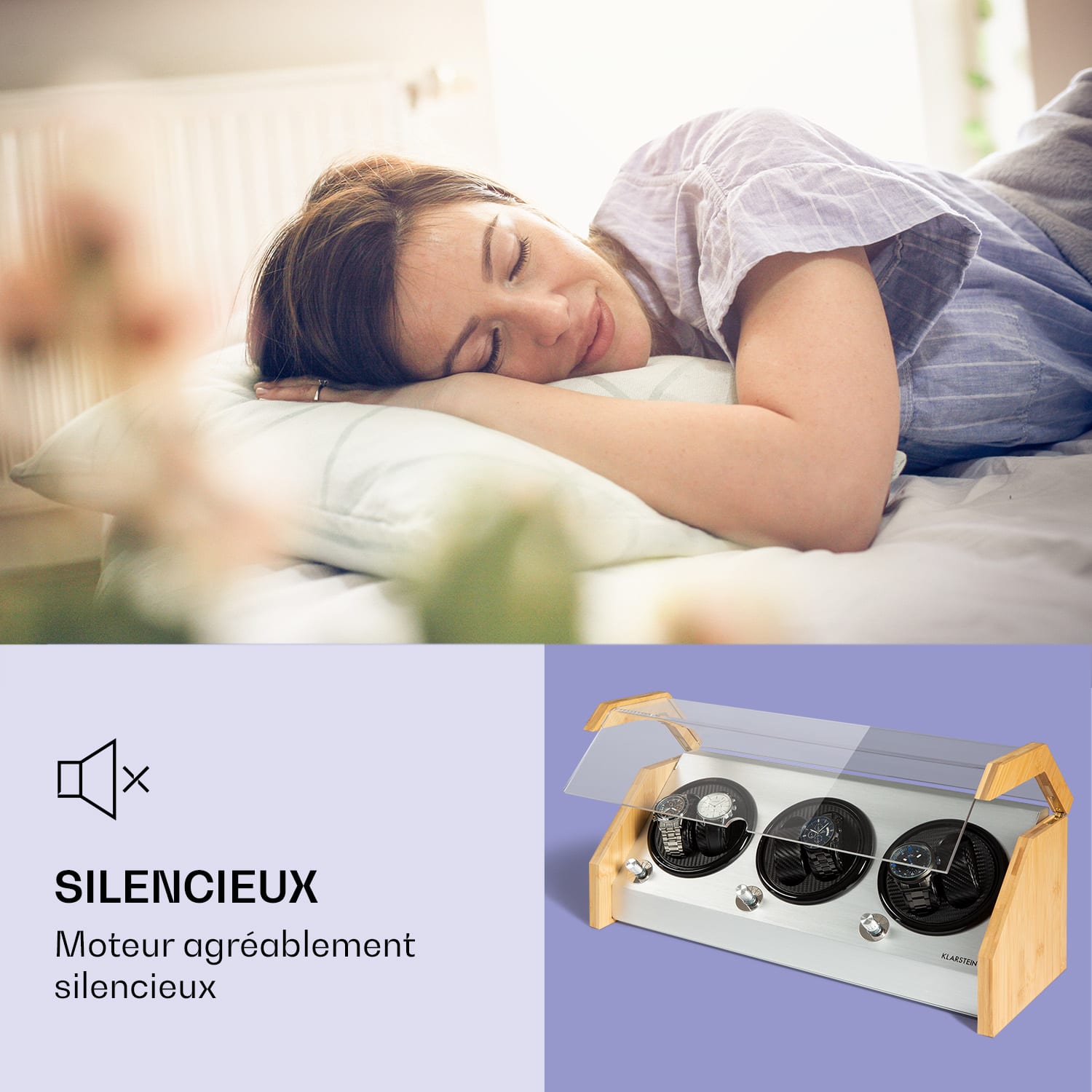 Garonne 6 Tourne-montre, 3 plateaux tournants, 6 montres, 3 vitesses, 4 modes, bambou 