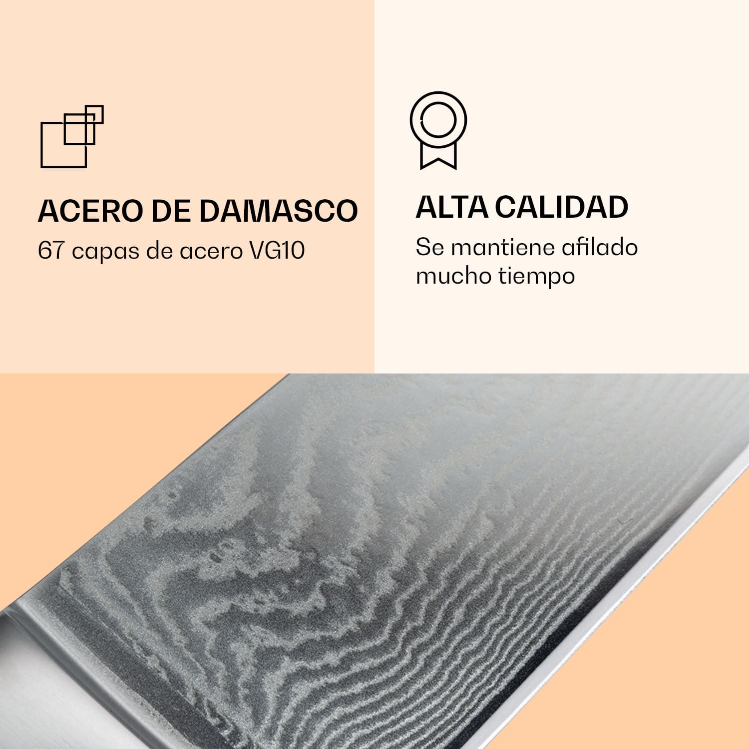 Kaito Damaszener Set de cuchillos 4 piezas muy afiladas mangos de palo rosa 