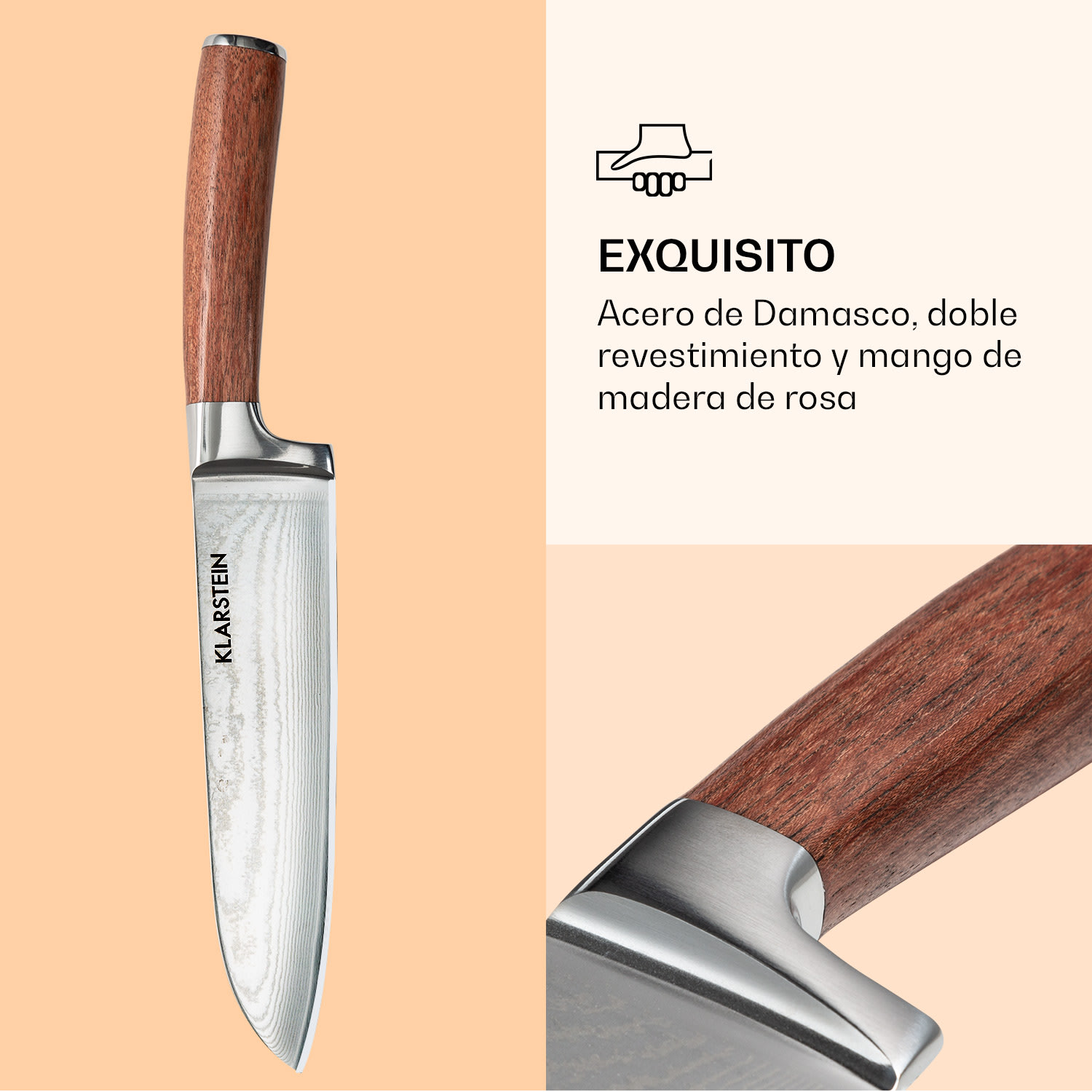 Kaito Damaszener Set de cuchillos 4 piezas muy afiladas mangos de palo rosa 