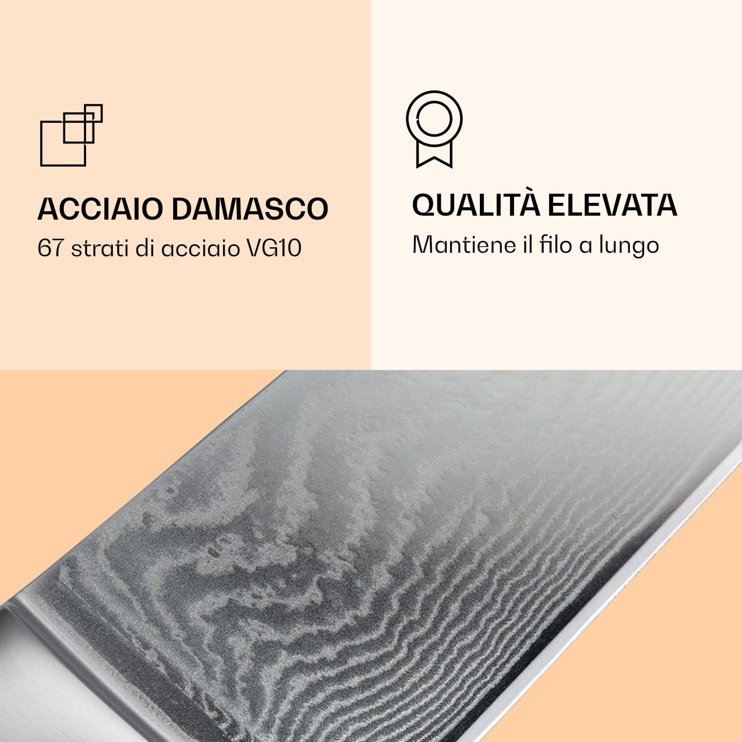 Kaito, set di coltelli, acciaio di Damasco, 4 pezzi, affilatissimi, manici in legno di rosa 
