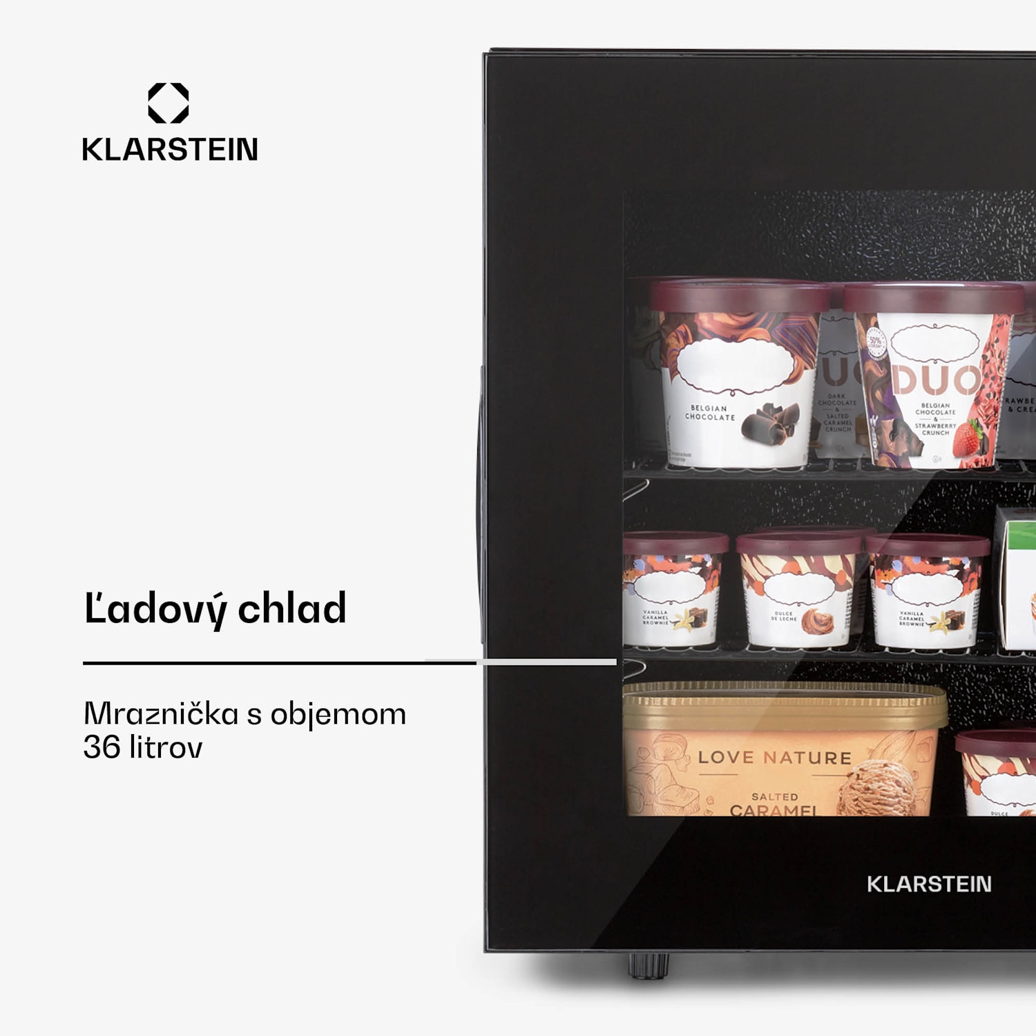 IceAge 36, mraznička, 36 l, energet. trieda E, 2 úrovne, termostat, sklenená predná časť 36 litrov | Čierna