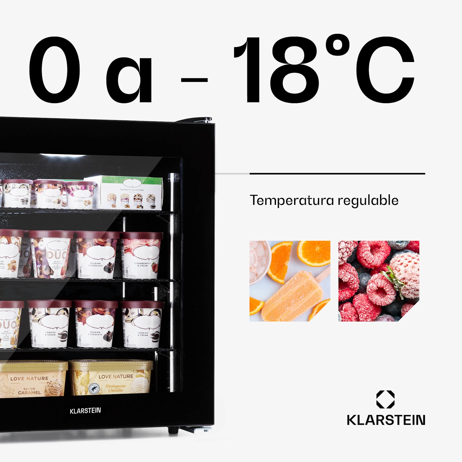 IceAge 88 Congelador con 88 litros de capacidad EEK E 3 estantes termostato frontal de vidrio 88 L | Negro