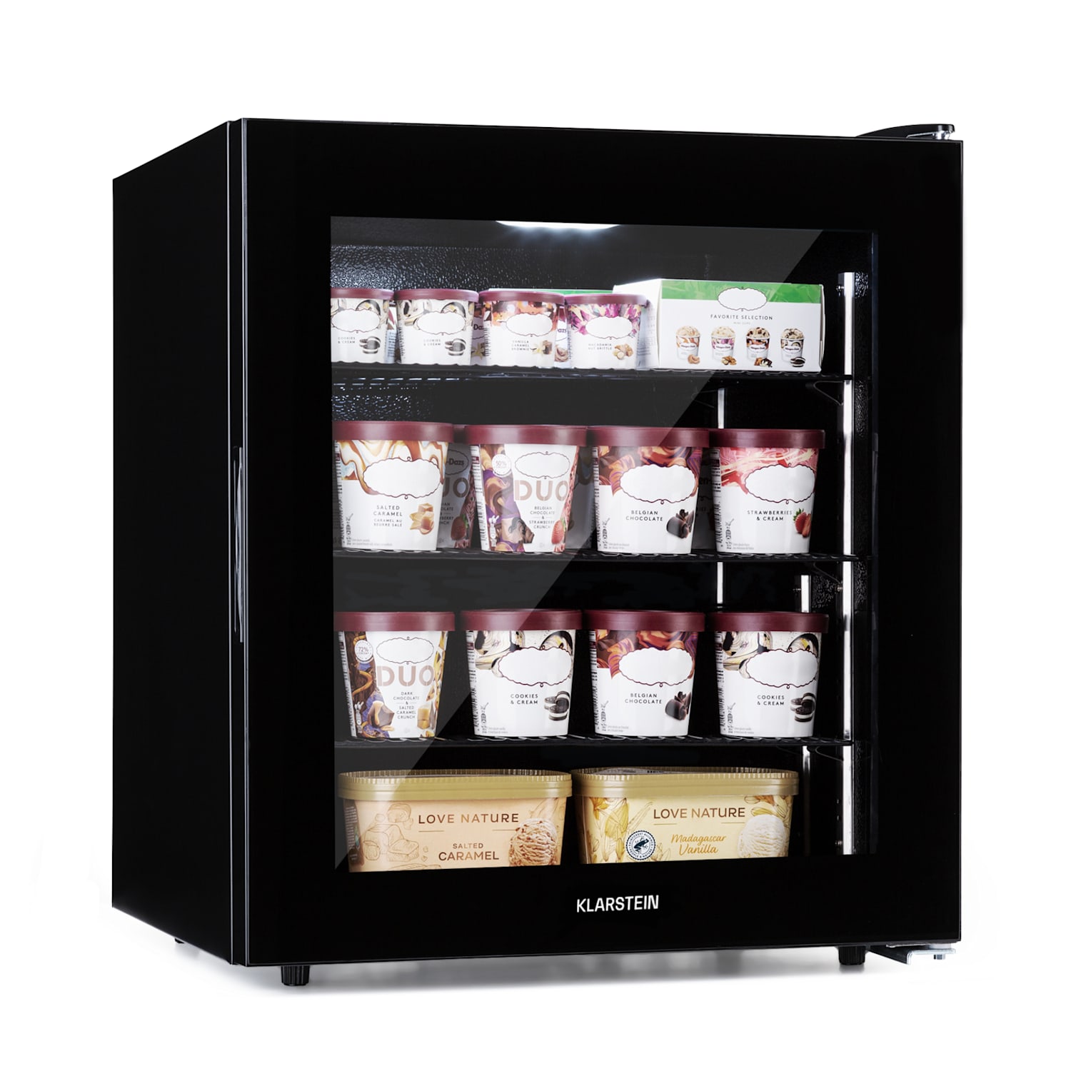 IceAge 88 Freezer 88 litres EEK E 3 shelves thermostat glass front 88 L | Black