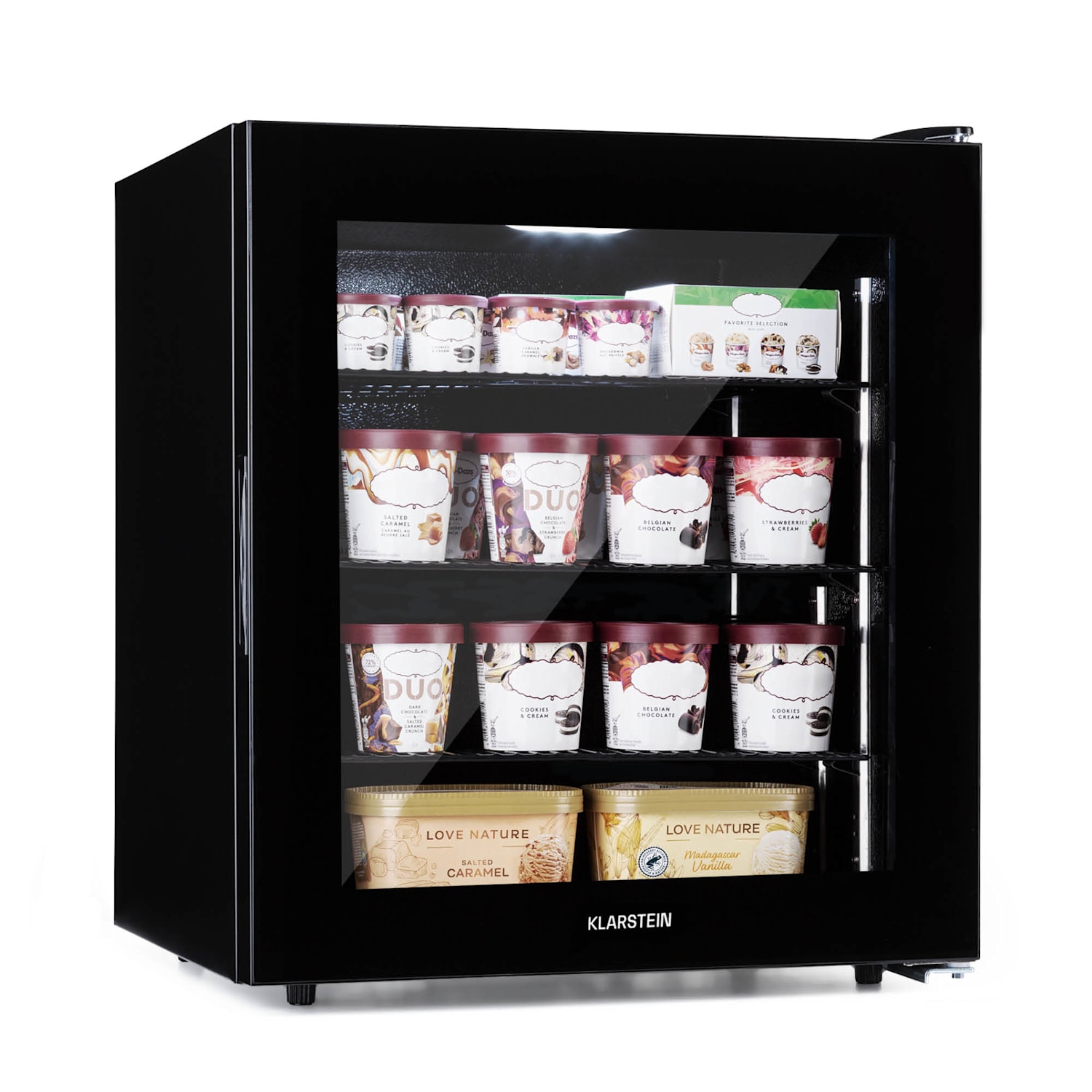 IceAge 88, mraznička, 88 l, energet. trieda E, 2 úrovne, termostat, sklenená predná časť 88 litrov | Čierna