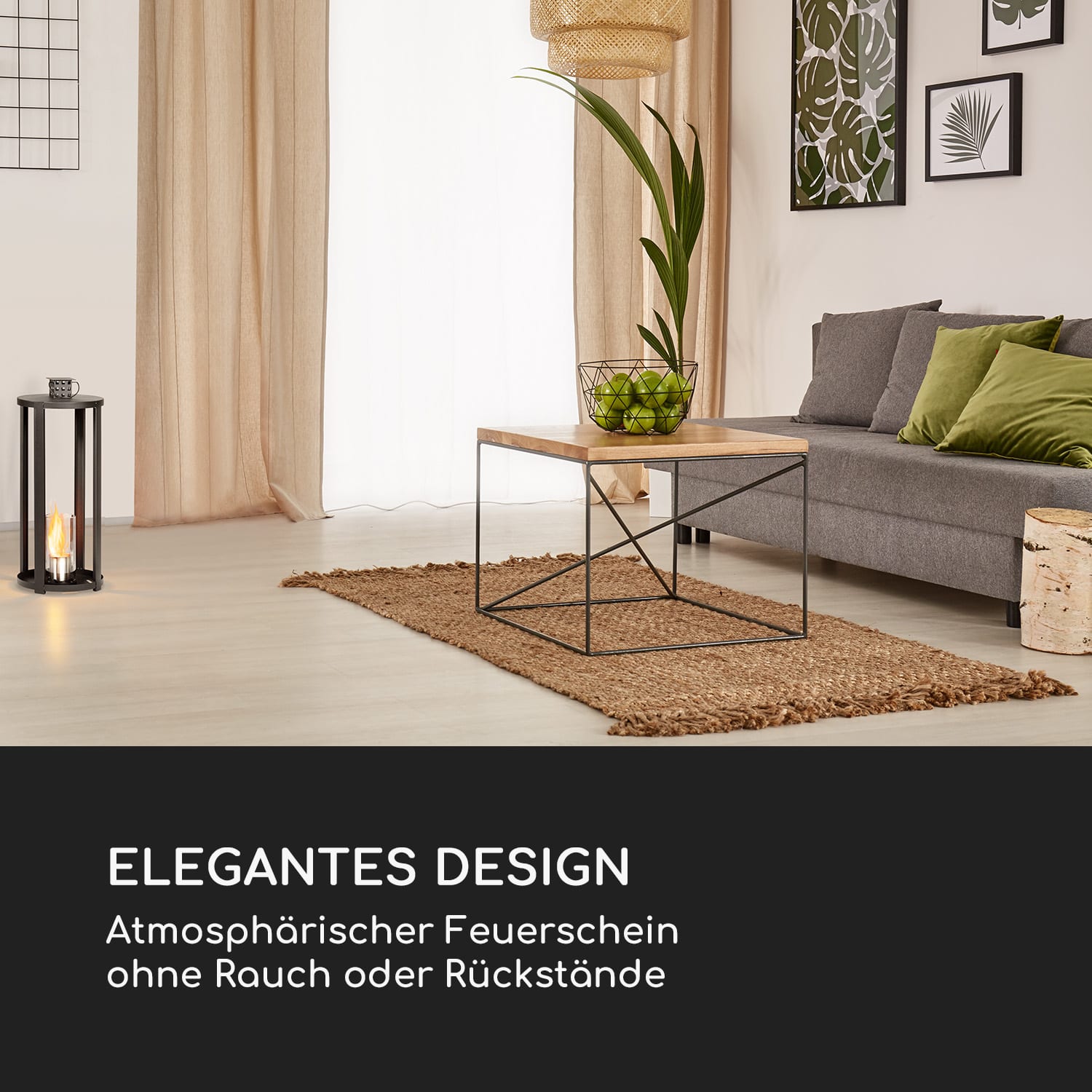 Fiamme Cilindro - Lanterna a etanolo, set da 2 pz., bruciatore in acciaio inox, 0,3 litri, durata di combustione di 4 ore Nero