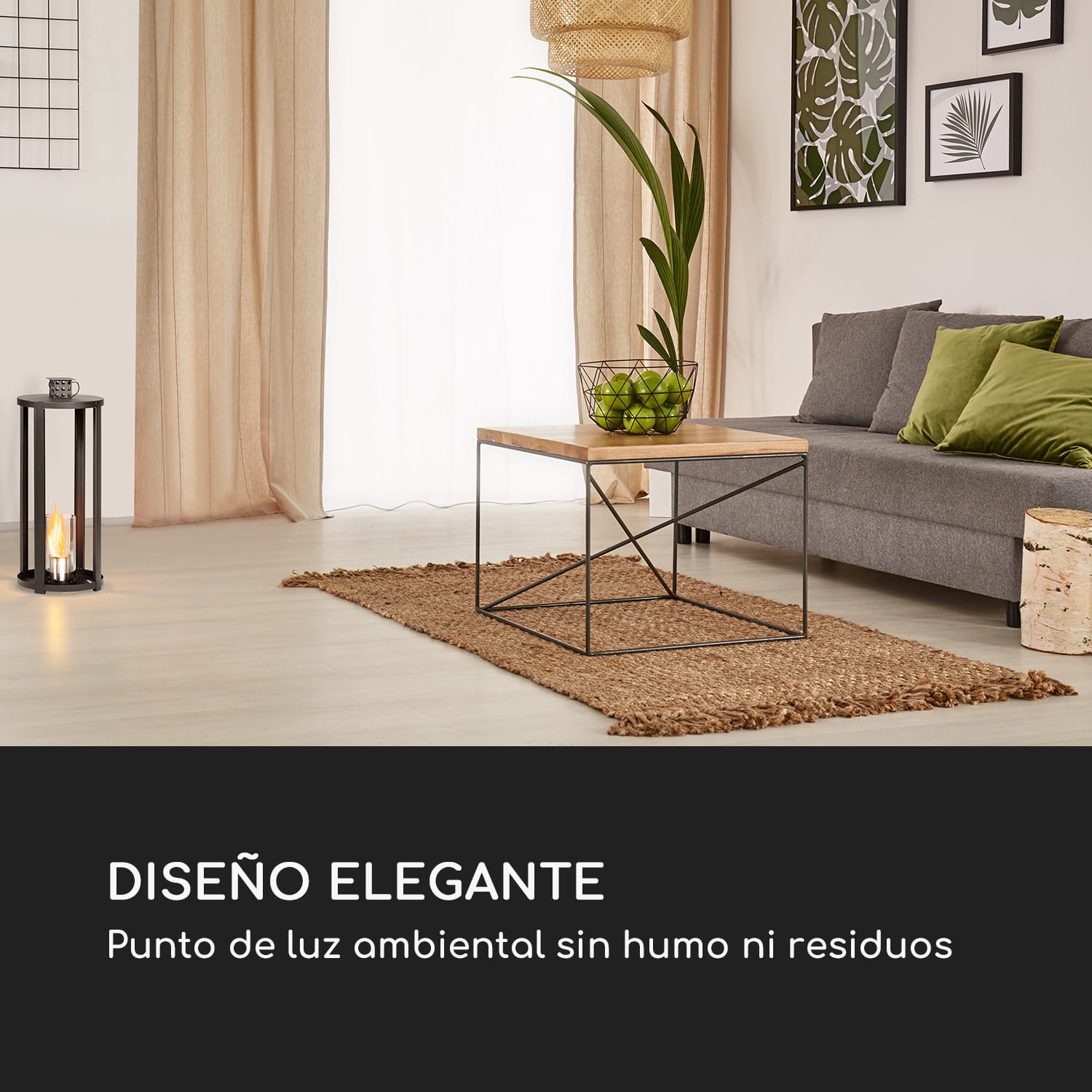 Farol de etanol Fiamme Cilindro 2 juegos de quemadores de acero inoxidable 0,3 litros 4h de tiempo de combustión Negro