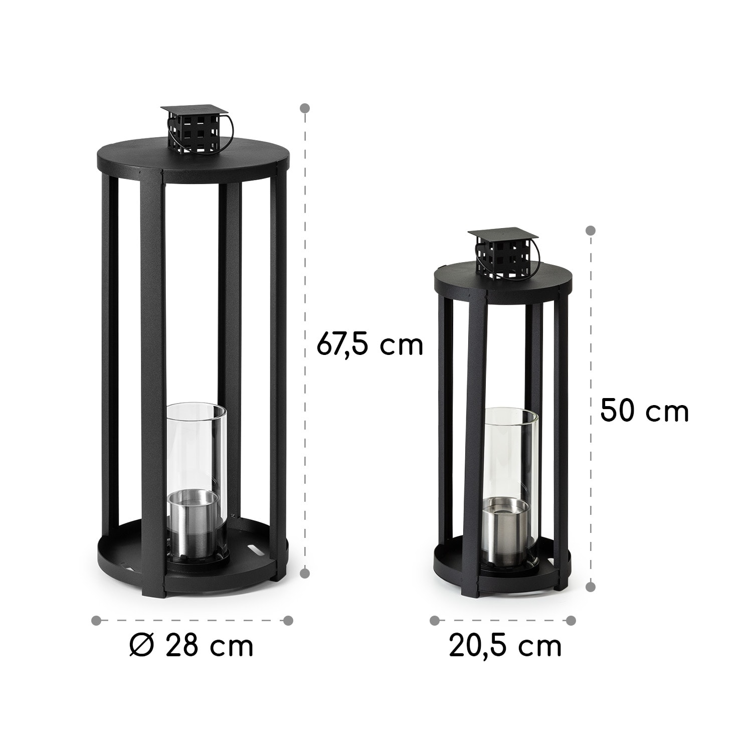 Lanterna a etanol Fiamme Cilindro Queimador de 2 conjuntos em aço inoxidável 0,3 litros 4h de tempo de combustão Preto