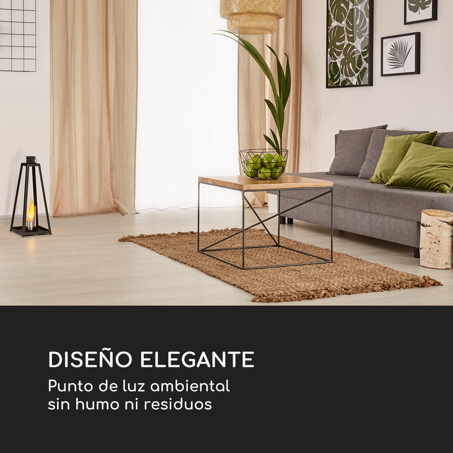 Farol de etanol Fiamme Triangolo 2 juegos de quemadores de acero inoxidable 0,3 litros 4h de tiempo de combustión Negro