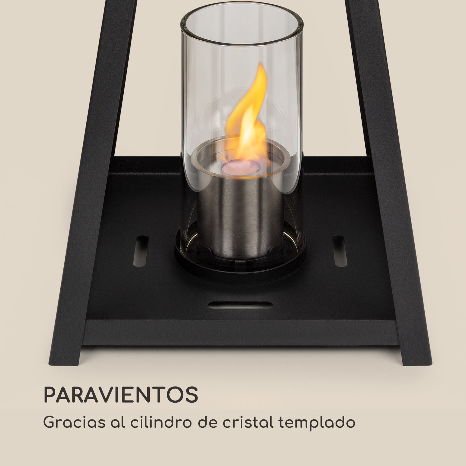 Farol de etanol Fiamme Triangolo 2 juegos de quemadores de acero inoxidable 0,3 litros 4h de tiempo de combustión Negro