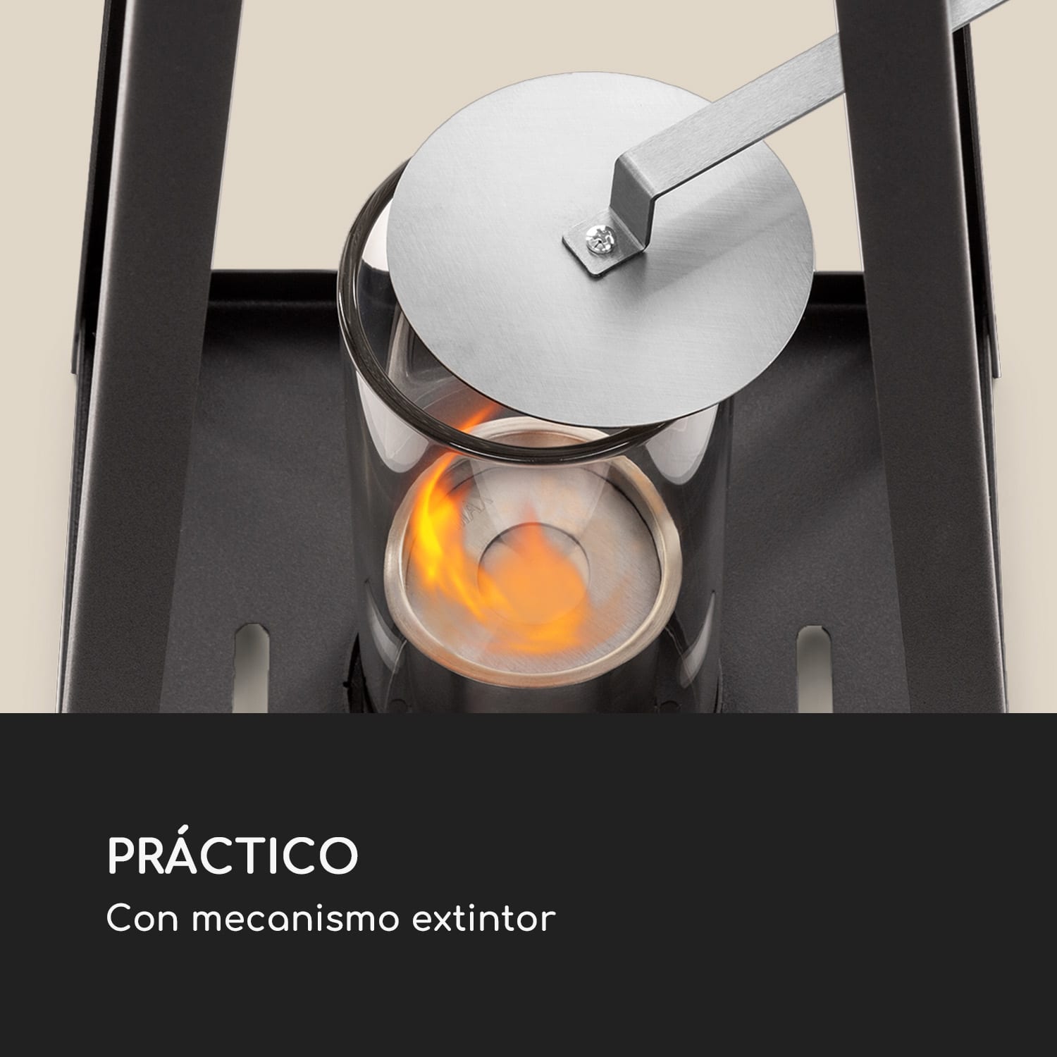 Farol de etanol Fiamme Triangolo 2 juegos de quemadores de acero inoxidable 0,3 litros 4h de tiempo de combustión Negro