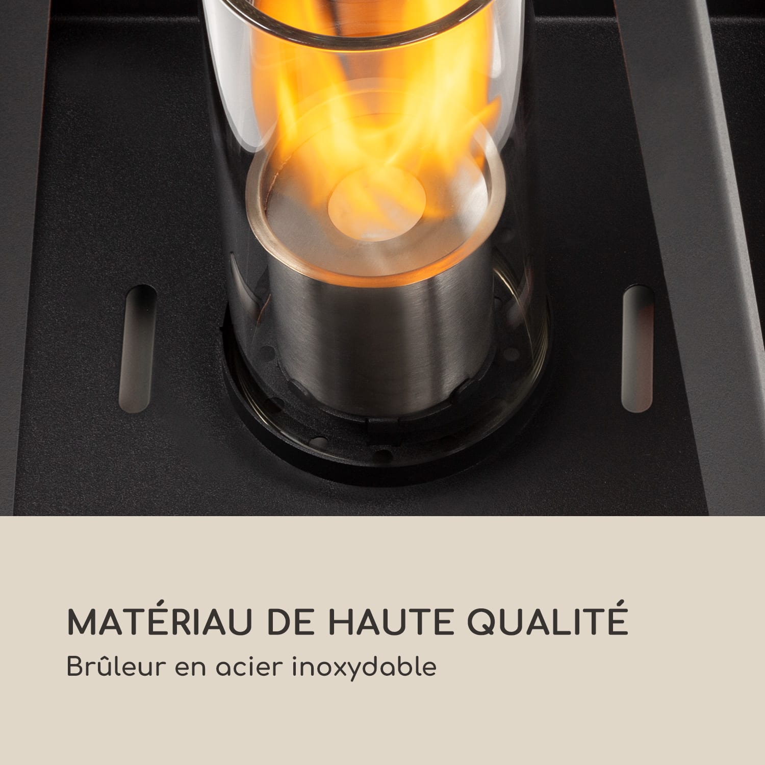 Lanterne à éthanol Fiamme Triangolo, 2 formats, brûleur en acier inoxydable, 0,3 litre, durée de combustion 4h Noir