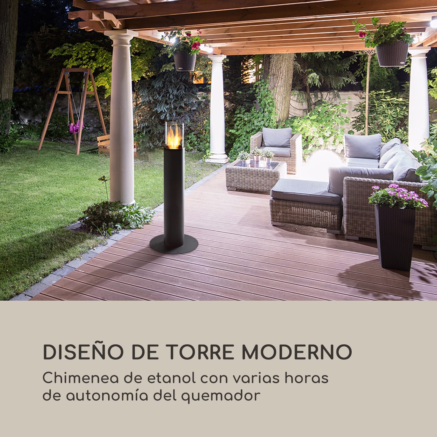 Chimenea de etanol Fiamme Pila quemador de acero inoxidable 0,5 litros 4-5 horas de combustión Negro