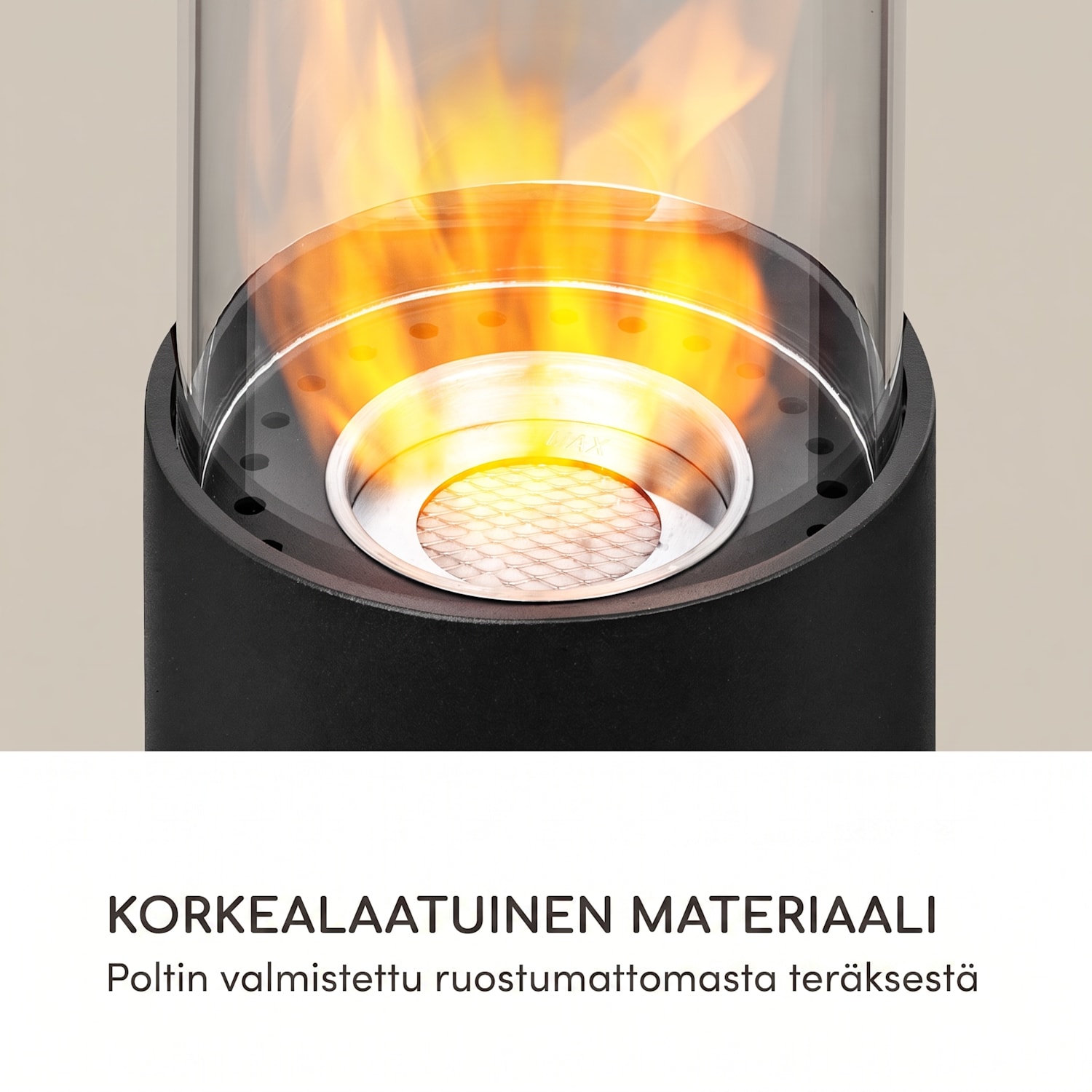 Fiamme Pila biotakka poltin ruostumattomasta teräksestä 0,5 litraa 4-5 h paloaika Musta