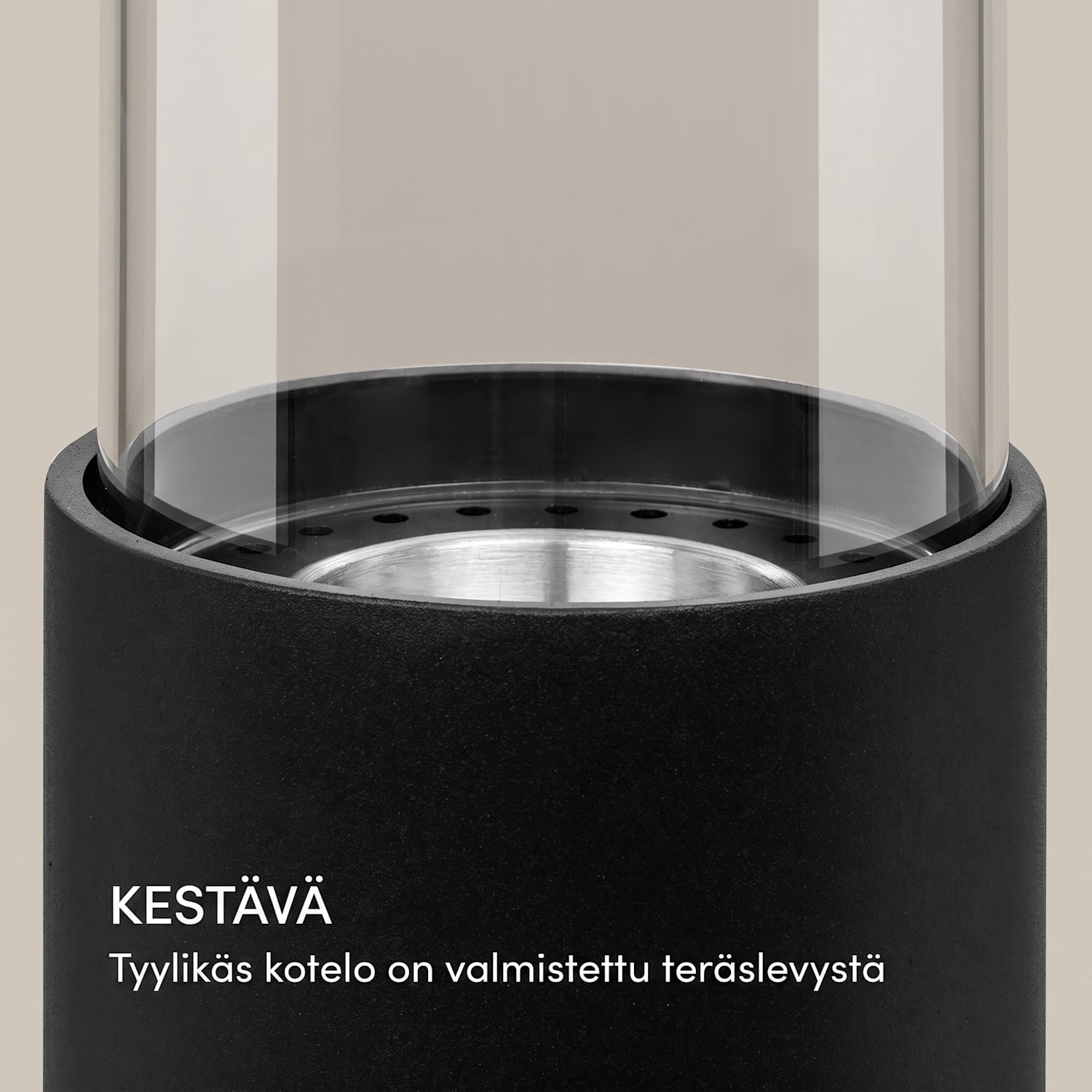 Fiamme Pila biotakka poltin ruostumattomasta teräksestä 0,5 litraa 4-5 h paloaika Musta