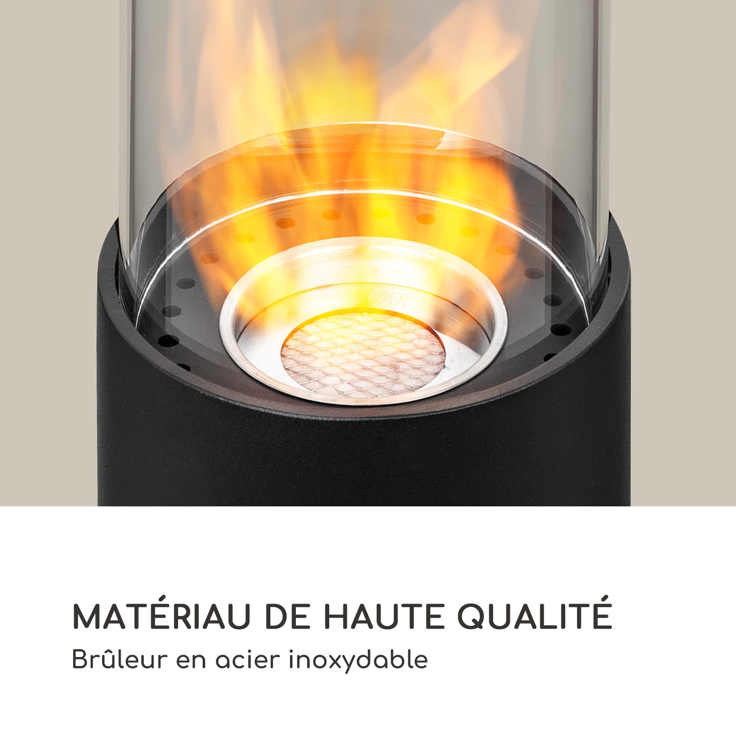 Cheminée à l'éthanol Fiamme Pila brûleur en acier inoxydable 0,5 litre 4-5 h de combustion Noir
