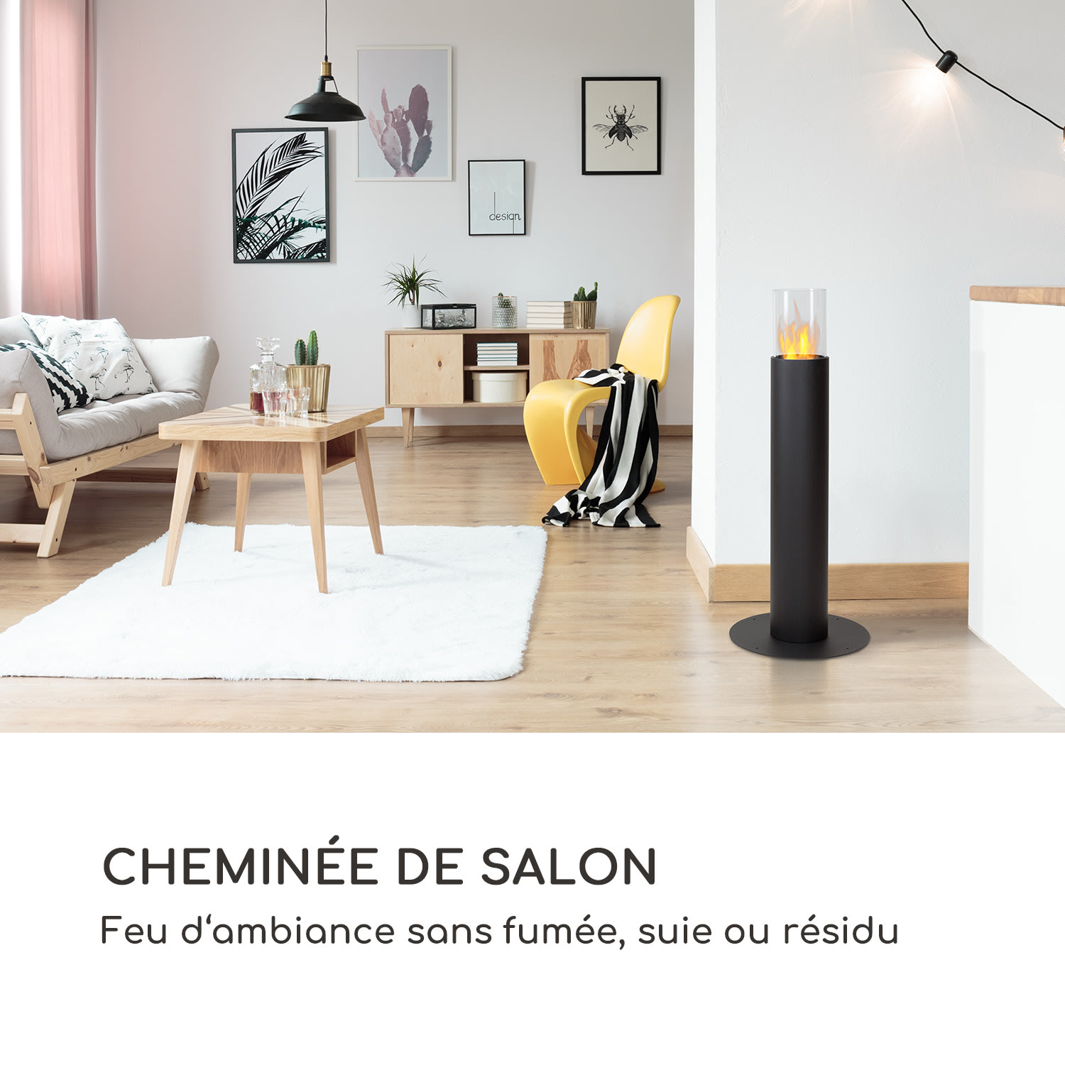 Cheminée à l'éthanol Fiamme Pila brûleur en acier inoxydable 0,5 litre 4-5 h de combustion Noir