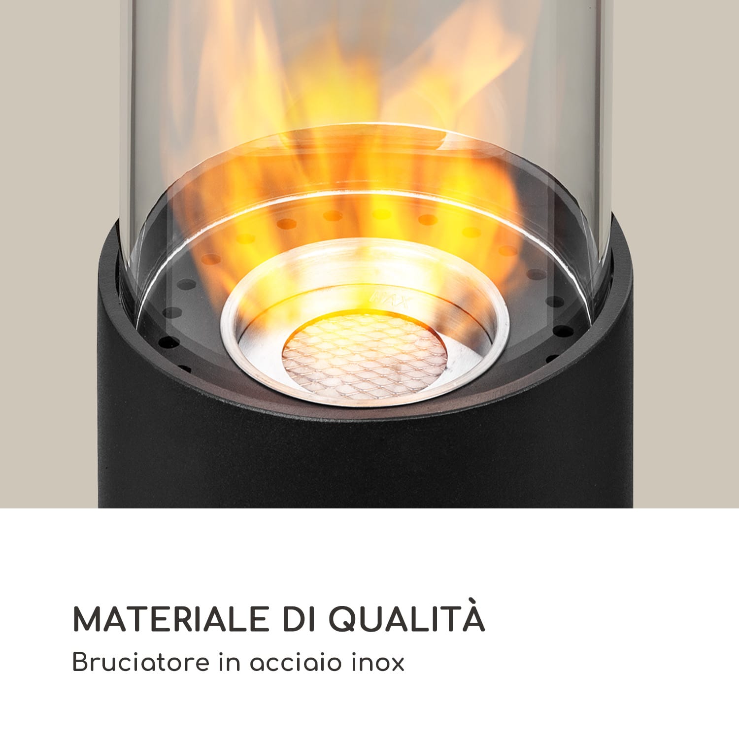 Fiamme Pila - Camino a etanolo, bruciatore in acciaio inox, 0,5 litri, durata di combustione di 4-5 h Nero