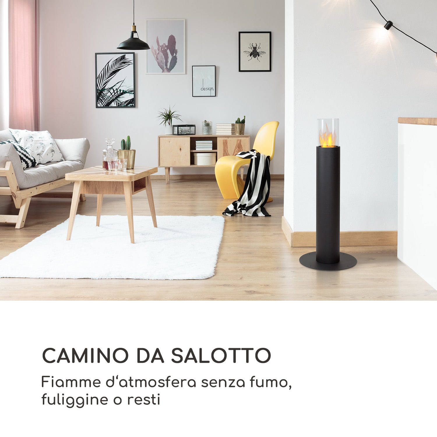 Fiamme Pila - Camino a etanolo, bruciatore in acciaio inox, 0,5 litri, durata di combustione di 4-5 h Nero