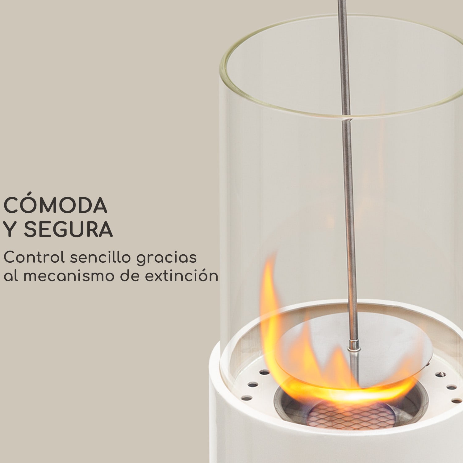 Chimenea de etanol Fiamme Pila quemador de acero inoxidable 0,5 litros 4-5 horas de combustión Blanco