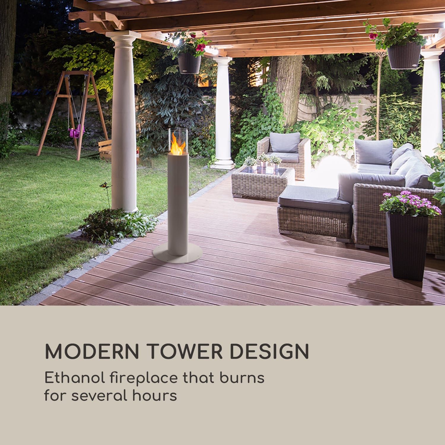 Fiamme Pila, etanolový krb, horák z nehrdzavejúcej ocele, 0,5 litra, dĺžka horenia 4-5 h Biela